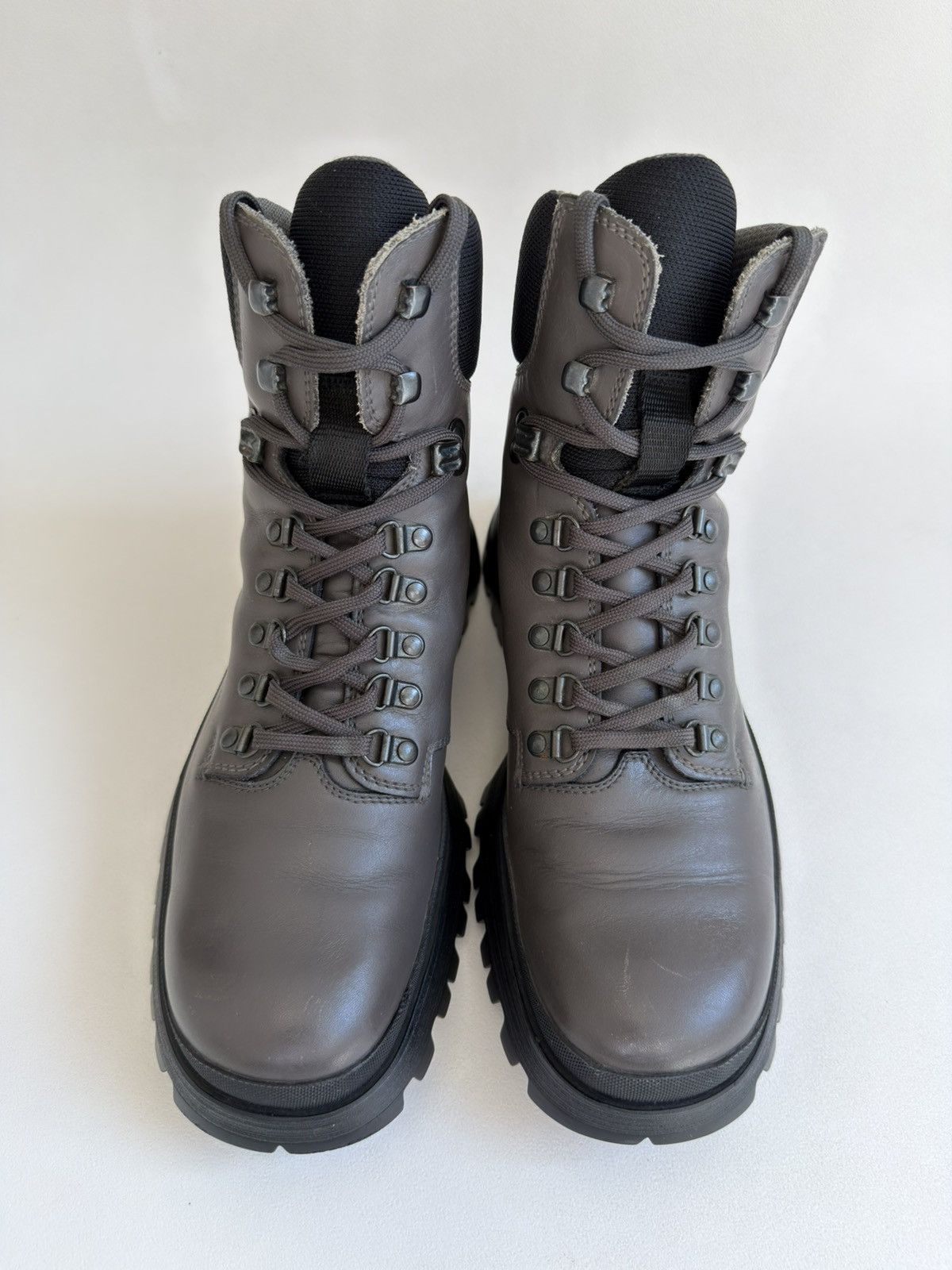 Prada Mid 2000s Gray Leather Combat Boots Size US 9 / EU 42 - 6 Thumbnail