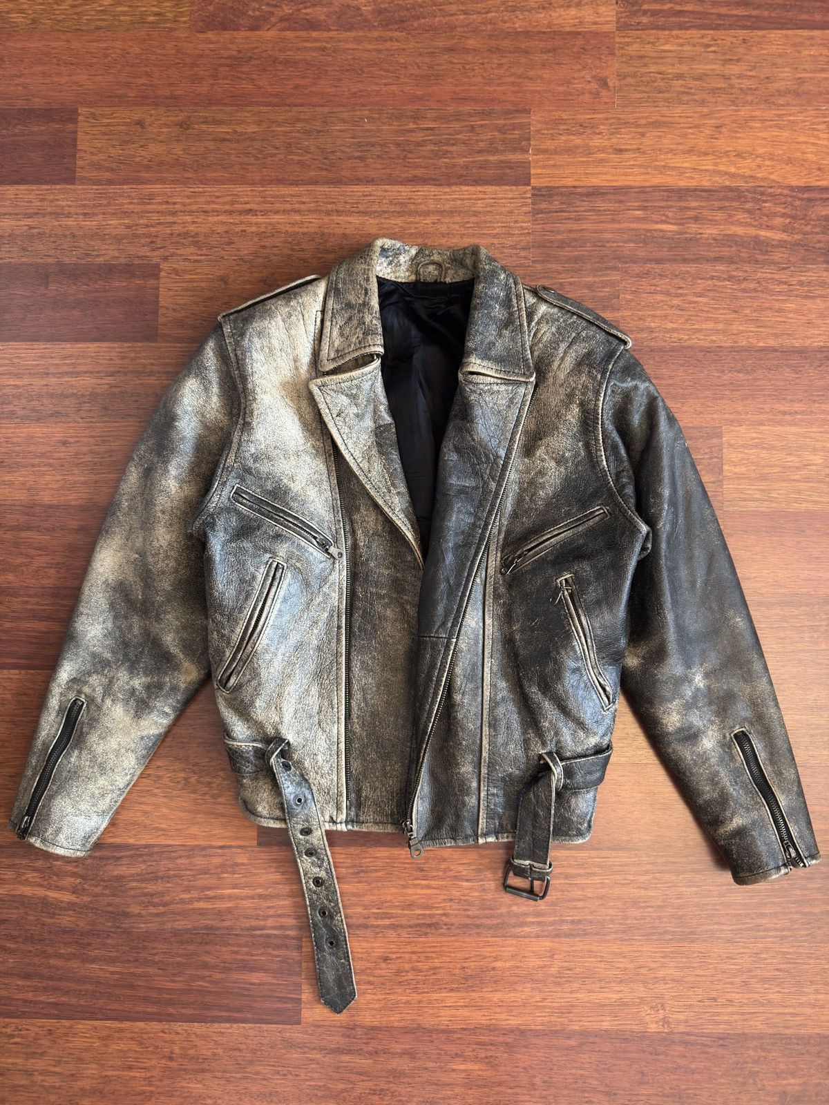 Other Vintage Distressed Heavy Leather Biker Jacket Size US S / EU 44-46 / 1 - 1 Thumbnail