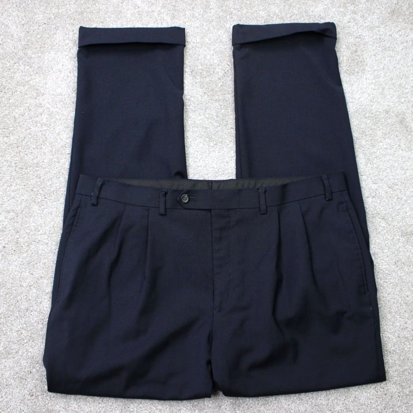 Ralph Lauren LAUREN Ralph Lauren Pants Mens 38x32 Black Wool Pleated Stretch Dress Pants Regular, 90s, Preppy, Business, Formal Mens Clothes Size US 38 / EU 54 - 2 Thumbnail