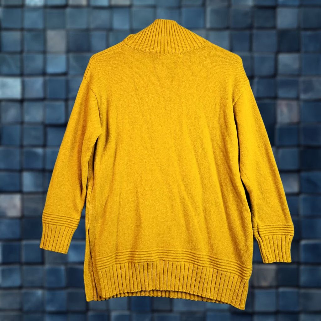 Anthropologie Anthropologie Women's XS Mustard Mock Neck Cardigan Knit Button Shoulder Sweater Size XS / US 0-2 / IT 36-38 - 1 Thumbnail