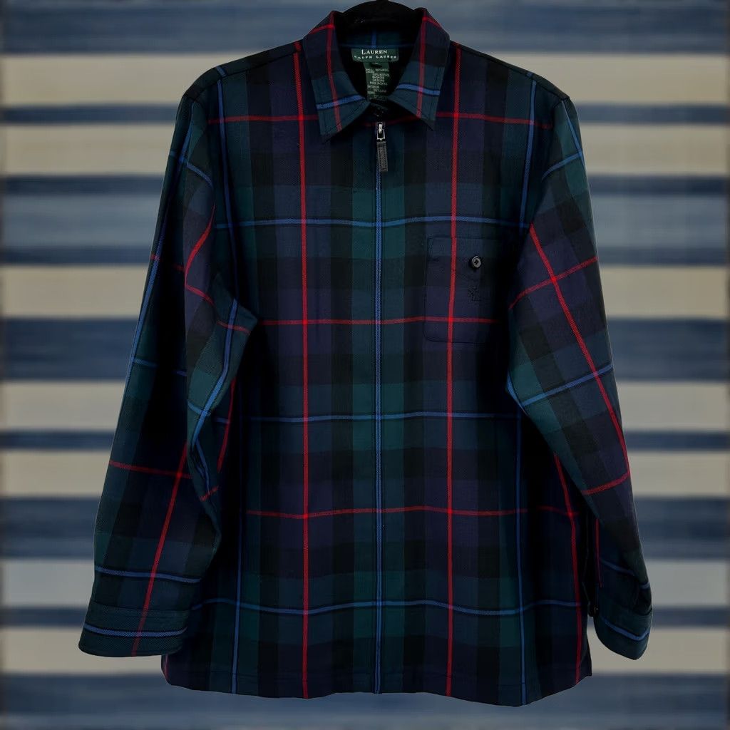 Ralph Lauren Lauren Ralph Lauren Plaid Shirt Jacket Wool Full Zip Large Preppy Timeless Women Size L / US 10 / IT 46 - 1 Thumbnail