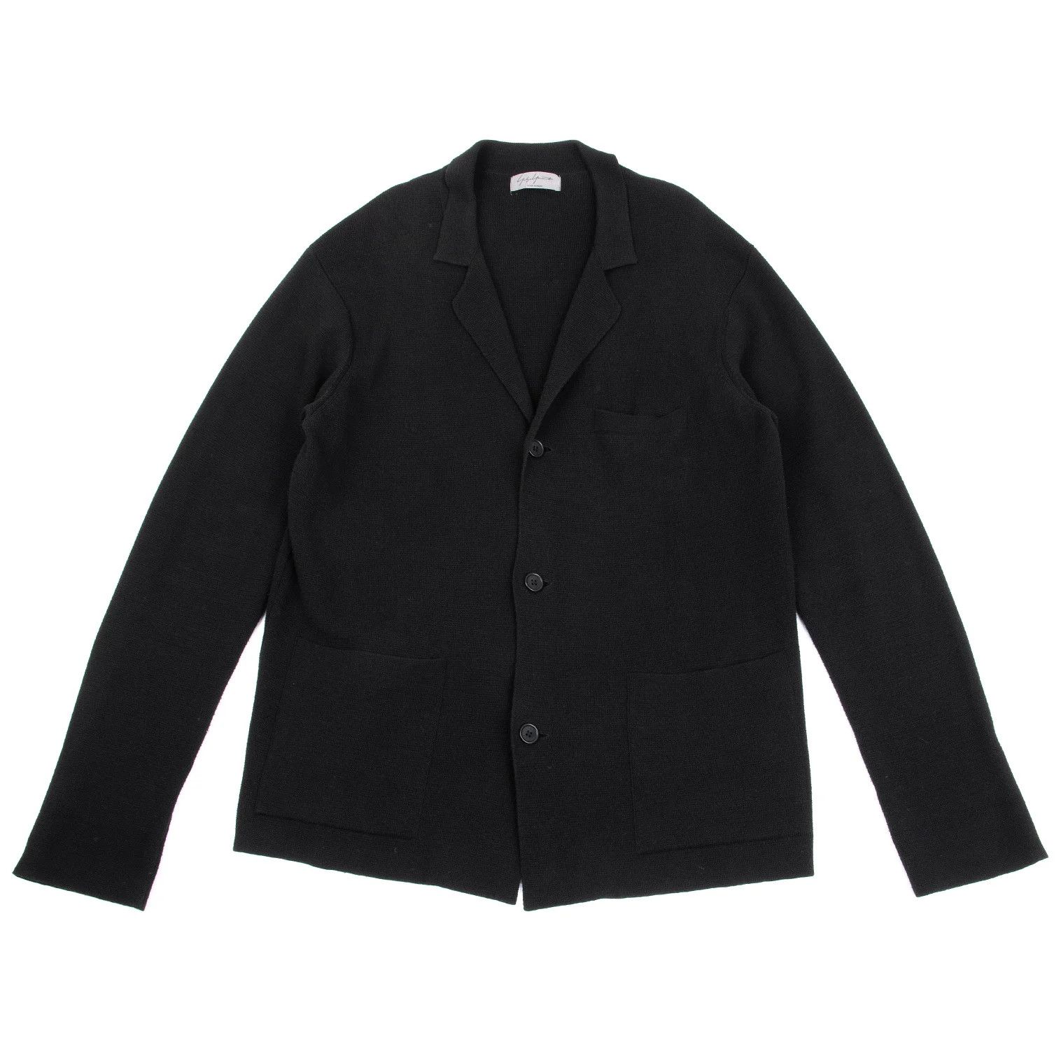 Yohji Yamamoto Yohji Yamamoto Cotton Knit 3B Jacket Black 3 Size US L / EU 52-54 / 3 - 1 Thumbnail