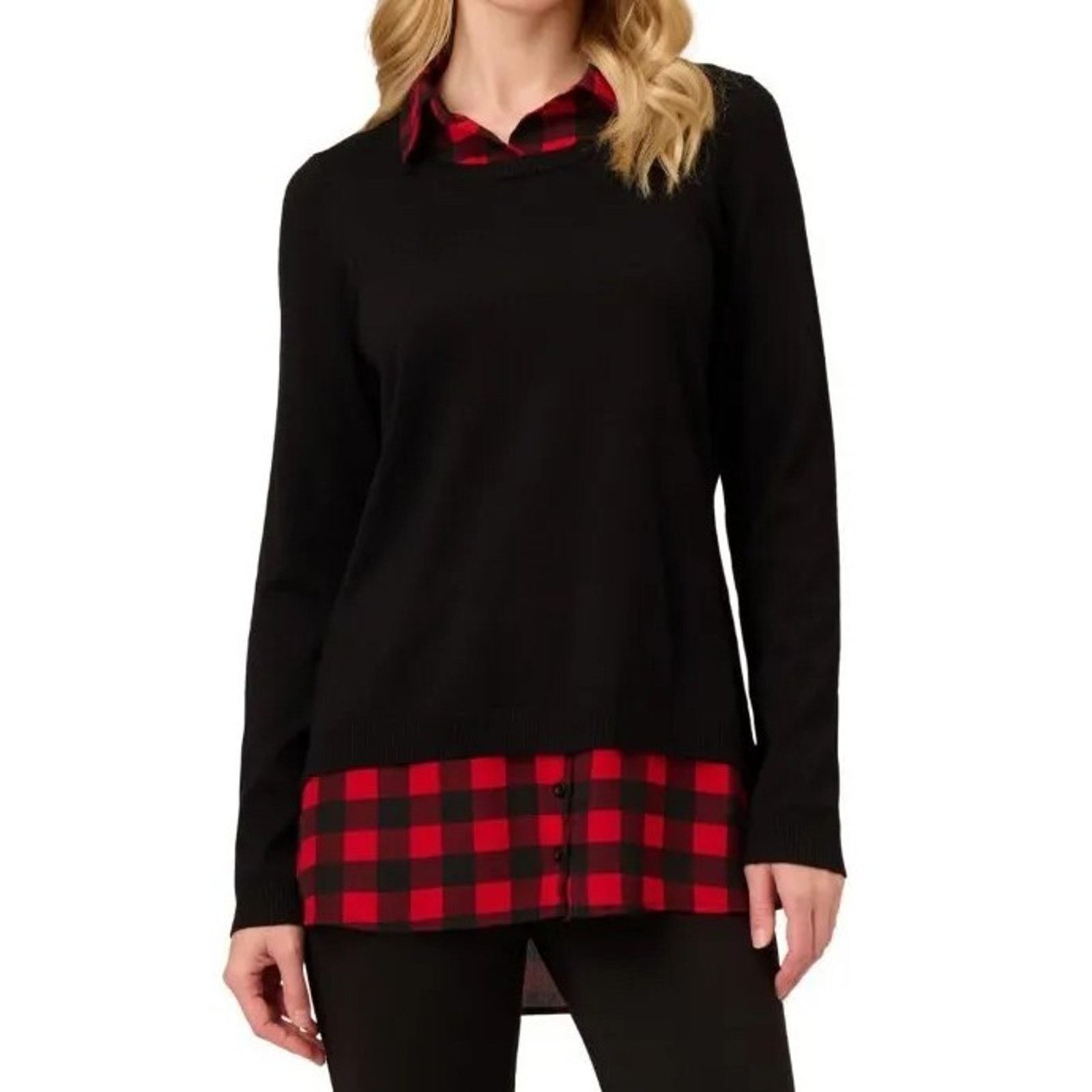 Adrianna Papell Adrianna Papell Sweater Black Red Size M A001798 Size M / US 6-8 / IT 42-44 - 1 Thumbnail