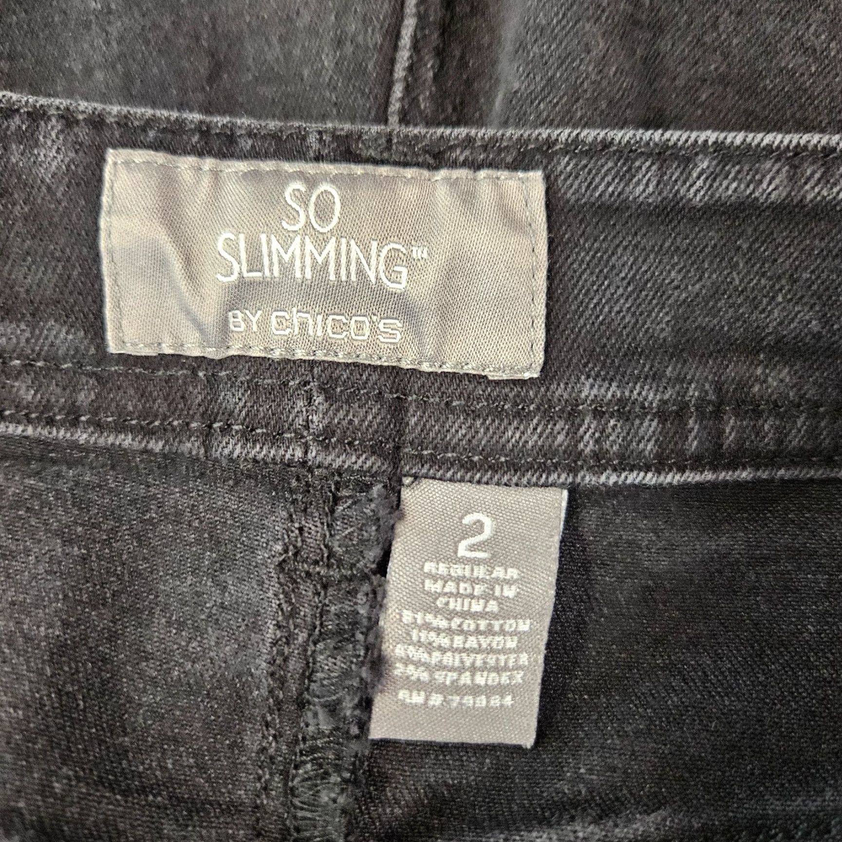 Vintage Chico's So Slimming Womens Jeans Size 12 Black Mid Rise Cotton Blend Skinny Tight Denim Pants Size 34" / US 12 / IT 48 - 6 Thumbnail