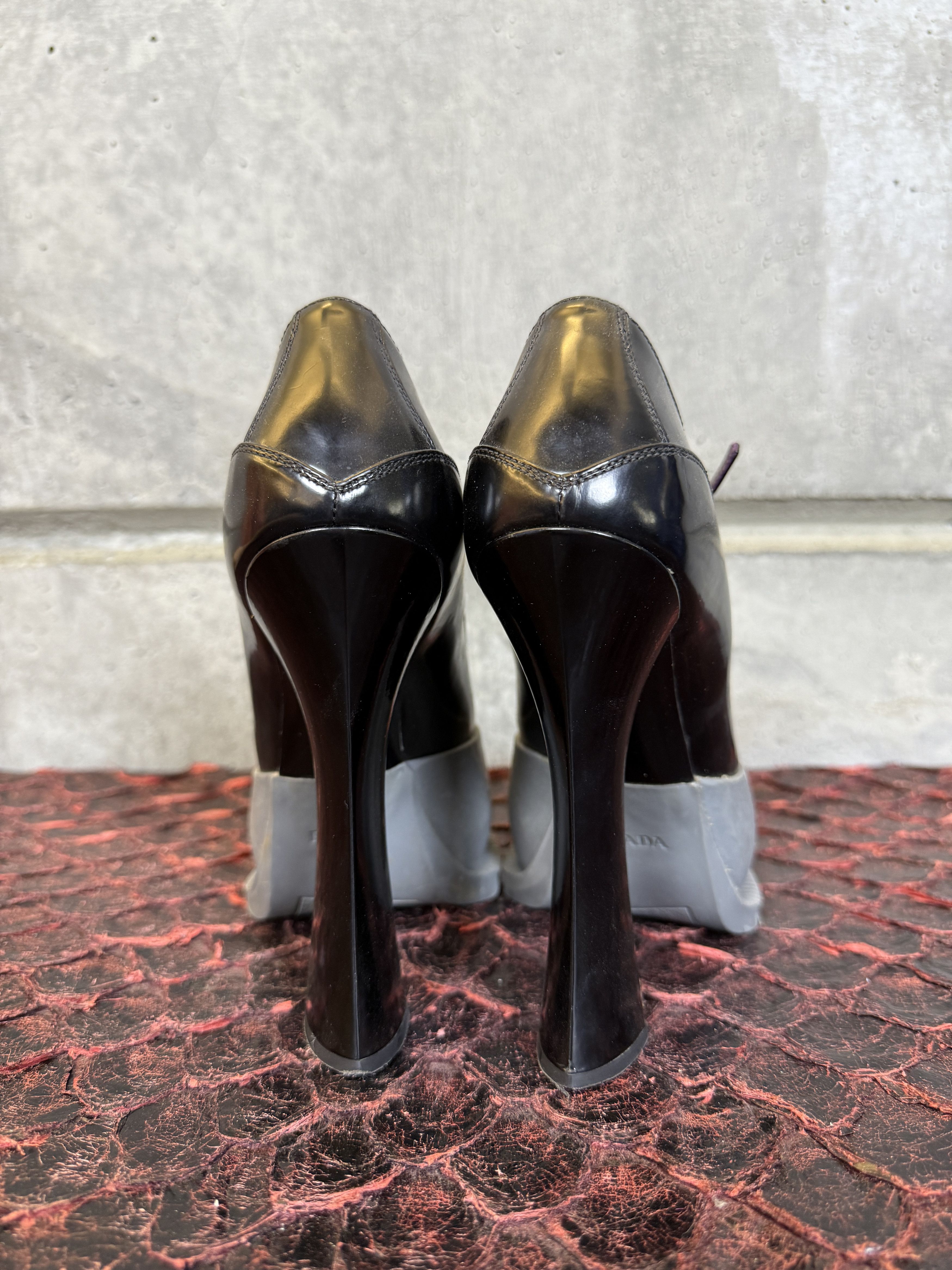 Prada Prada Leather Gray Rubber Dipped Mary Jane Pumps Size US 9 / IT 39 - 4 Thumbnail