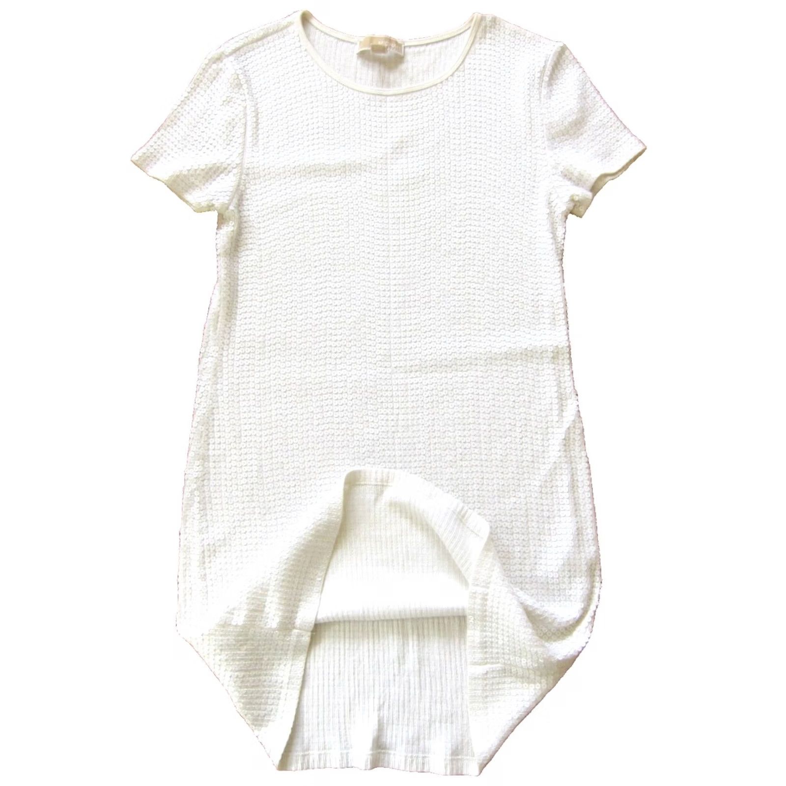 Michael Kors Michael Kors White Sequin Shimmer Short Sleeve Tunic Shirt Dress L - Adult Womens Regular XS? Size L / US 10 / IT 46 - 5 Thumbnail