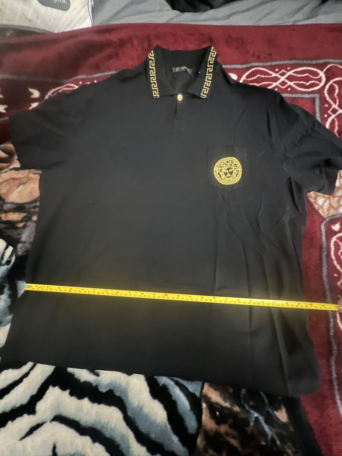 Versace Versace Glitter Black and Gold Polo Shirt Size US XL / EU 56 / 4 - 6 Thumbnail