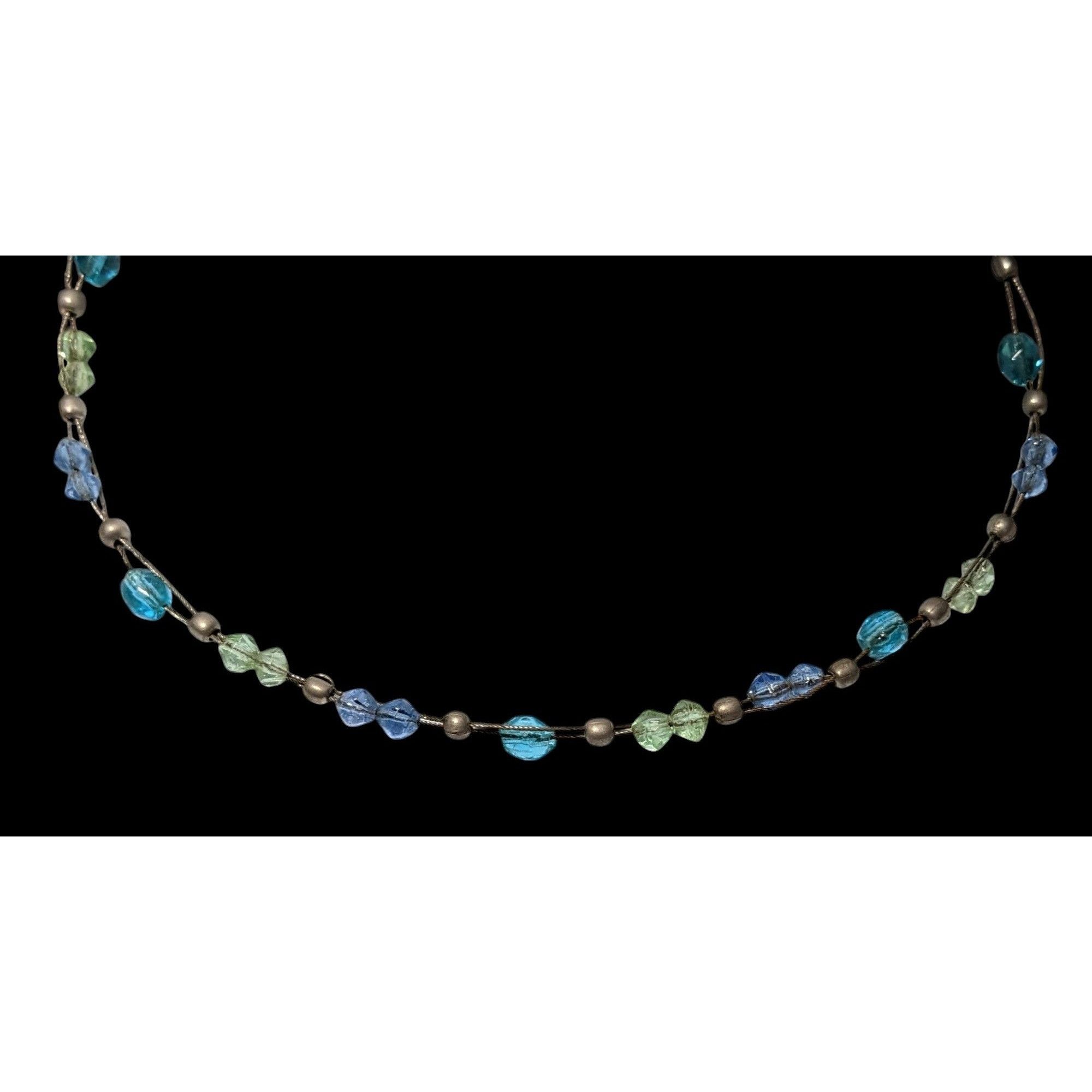 Express Express Blue And Silver Tone Beaded Casual Necklace Size ONE SIZE - 2 Thumbnail