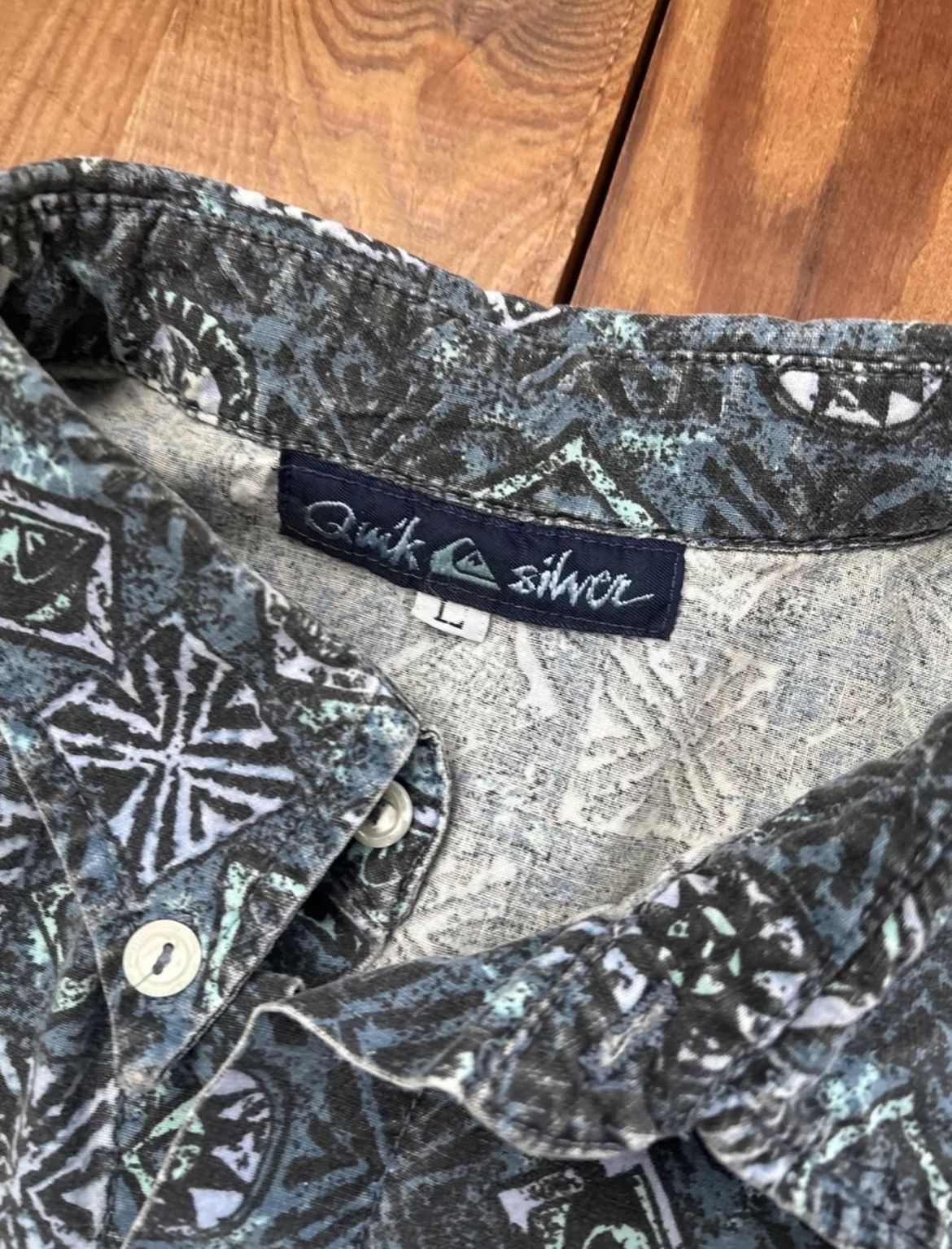 Quiksilver × Vintage Vintage 90s Quicksilver Surf Blue Button Shirt Size US L / EU 52-54 / 3 - 2 Thumbnail