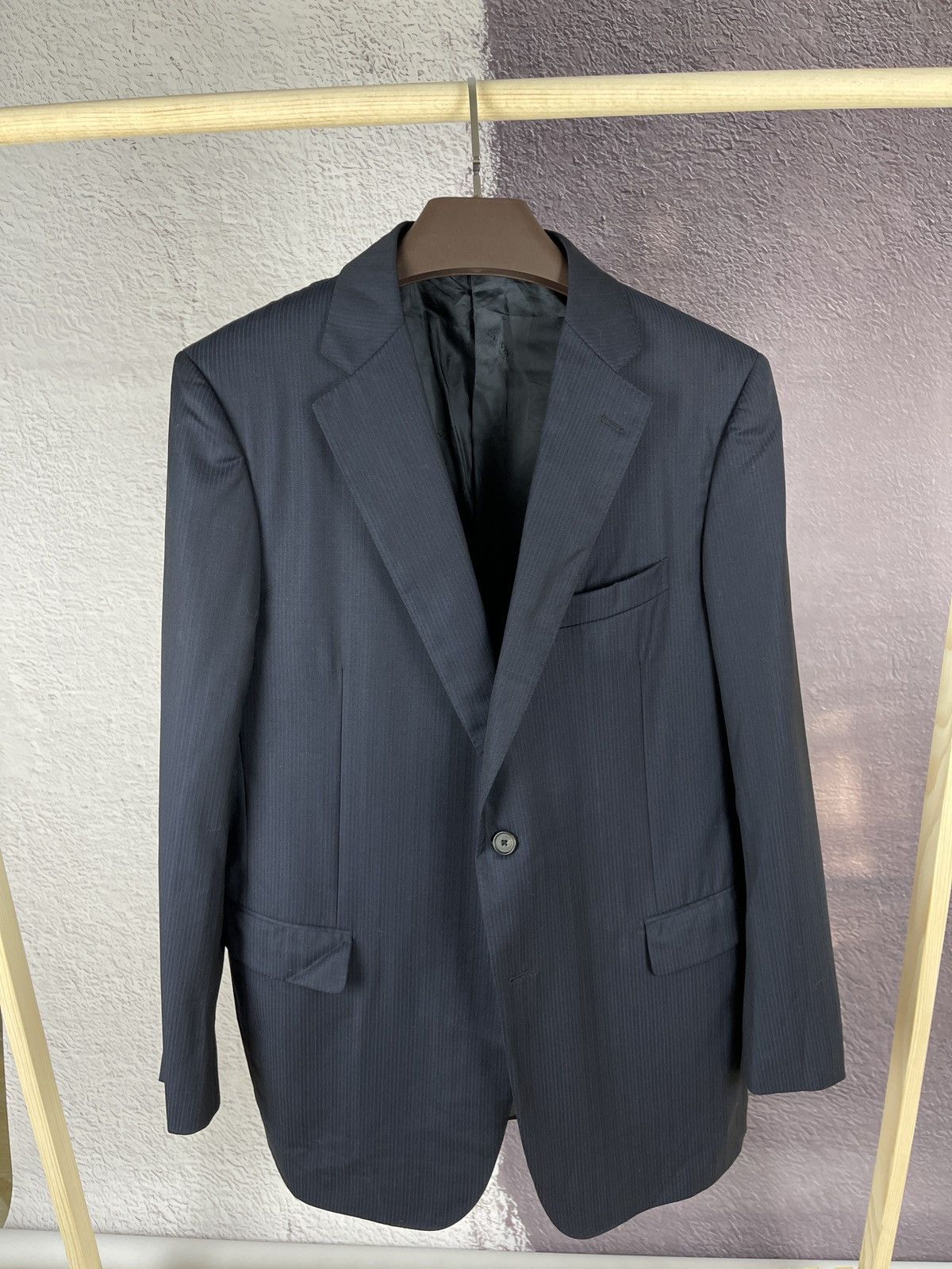 Lanvin Lanvin 15 faubourg navy striped 2 button blazer sport coat Size 48R - 2 Thumbnail