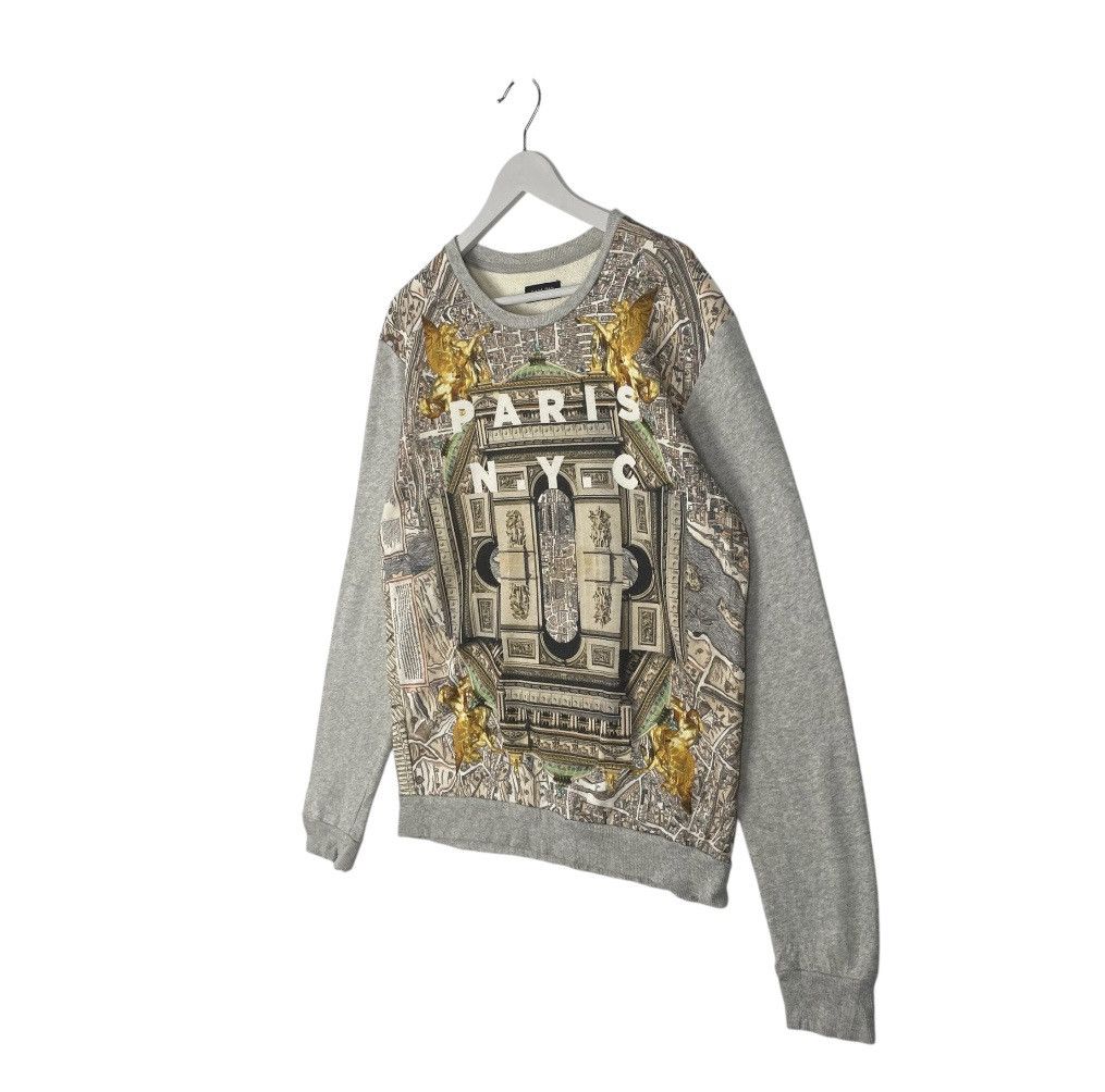 Designer × Vintage vintage Hoodie/sweater Zara Man Paris NYC Jumper Mens Grey Size US M / EU 48-50 / 2 - 2 Thumbnail