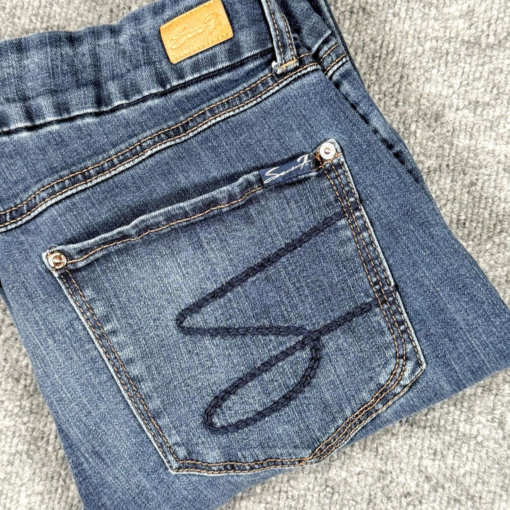 Vintage VINTAGE? No. Seven7 Jeans Womens 14 Blue Stretch Denim Skinny Mid Rise Avalon Classic Size 36" / US 14 / IT 50 - 2 Thumbnail