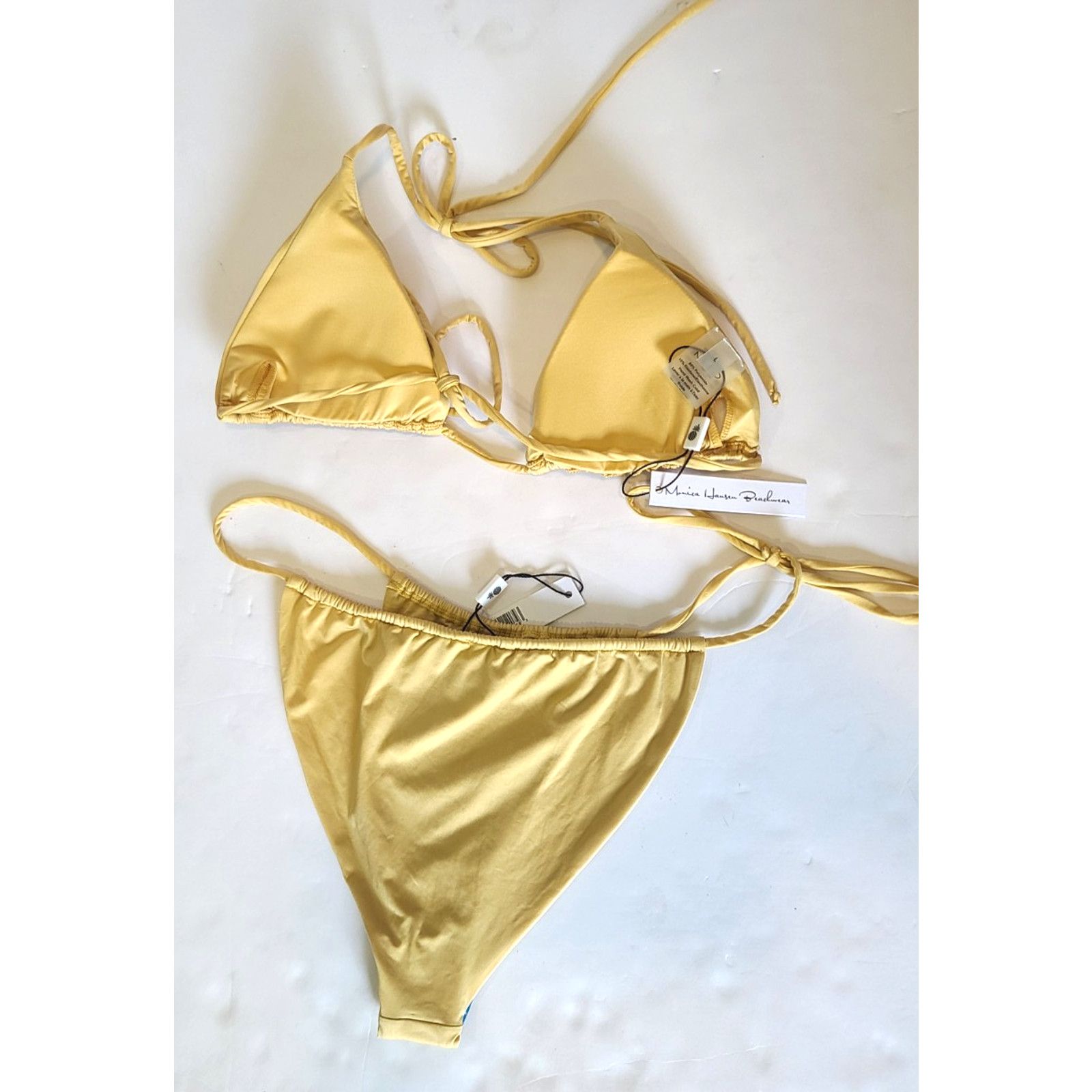 Other New W/Tags Monica Hansen Gold Bikini Top & Bottoms Set Large Size L / US 10 / IT 46 - 8 Thumbnail