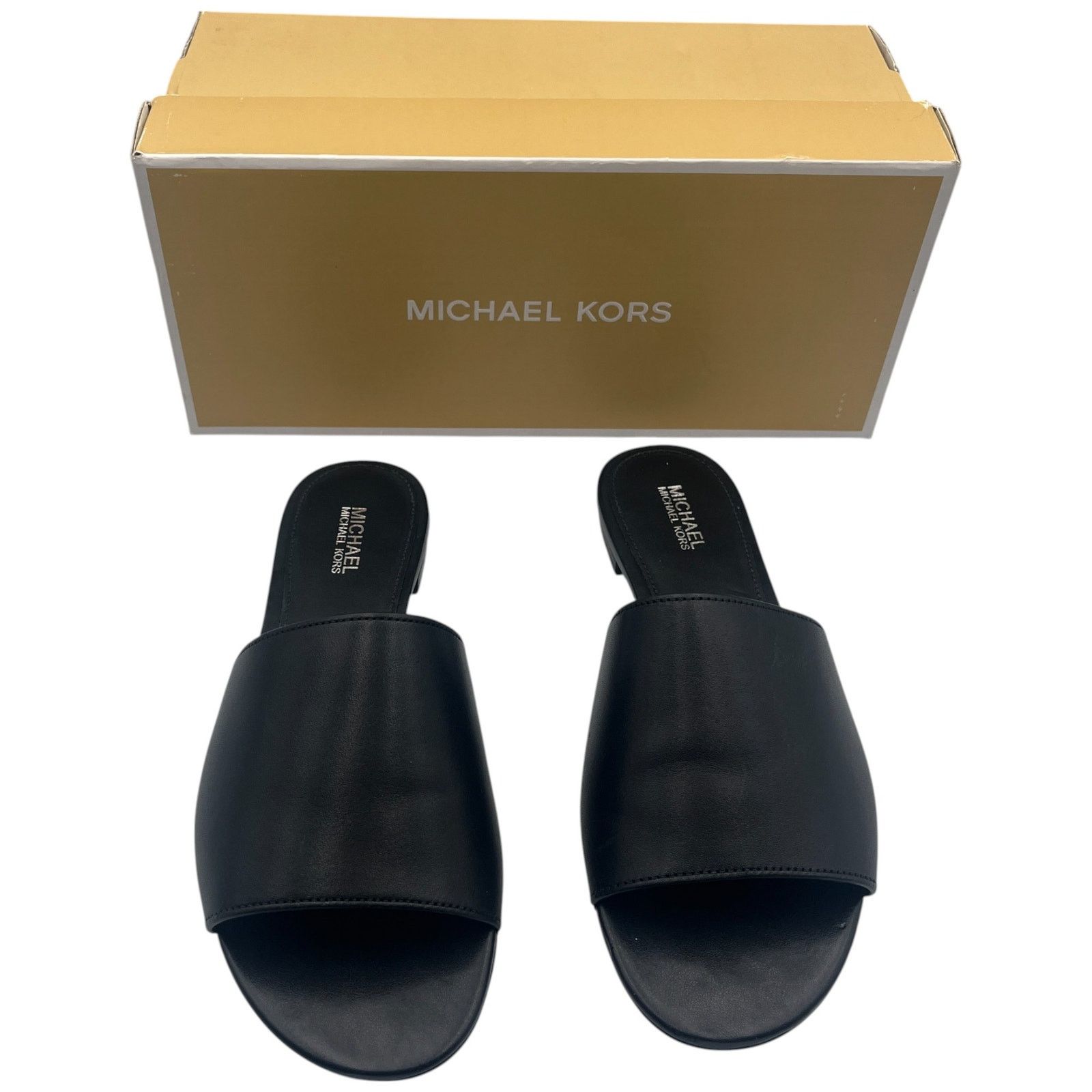 Michael Kors Michael Kors MK Shelly Leather Slides Flat Sandals Black 6M Size US 6 / IT 36 - 1 Thumbnail