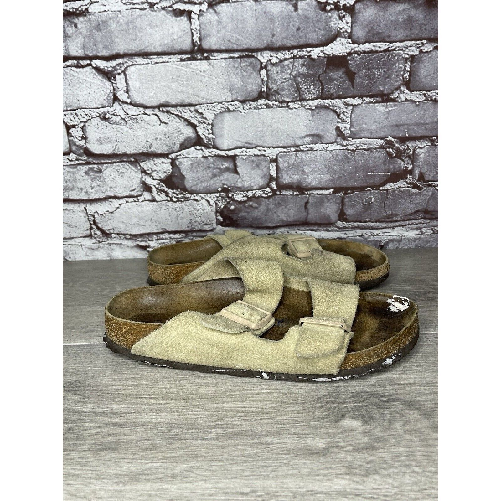 Birkenstock Birkenstock Arizona SOFT FOOTBED Beige Suede Leather Sandals Size US 10 / IT 40 - 18 Thumbnail