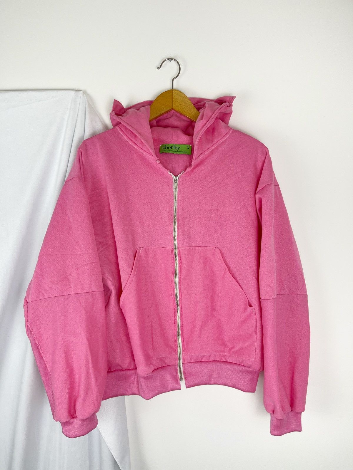 Chorley Chorley Pink Zip Up Hoodie slight cropped baggy fit visor Size US L / EU 52-54 / 3 - 1 Thumbnail