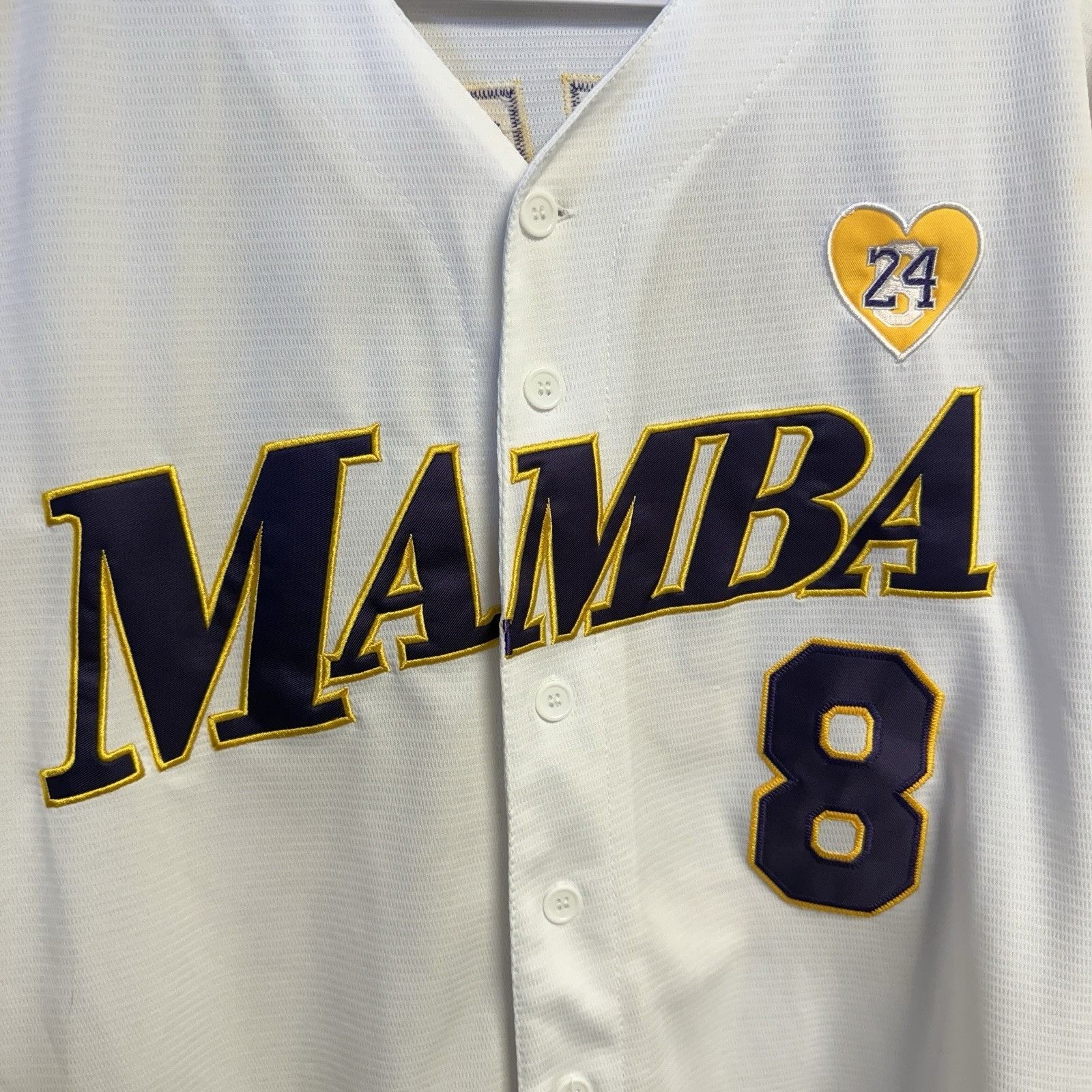 Other Mamba Kobe Bryant Baseball Jersey 8 24 White Large 23x29 Size US L / EU 52-54 / 3 - 3 Thumbnail