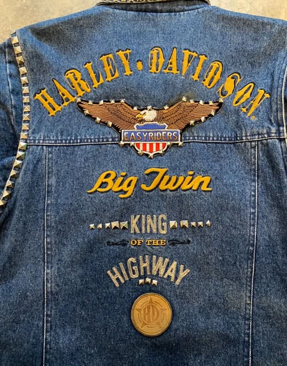 Vintage Harley Davidson Studded Denim Jacket