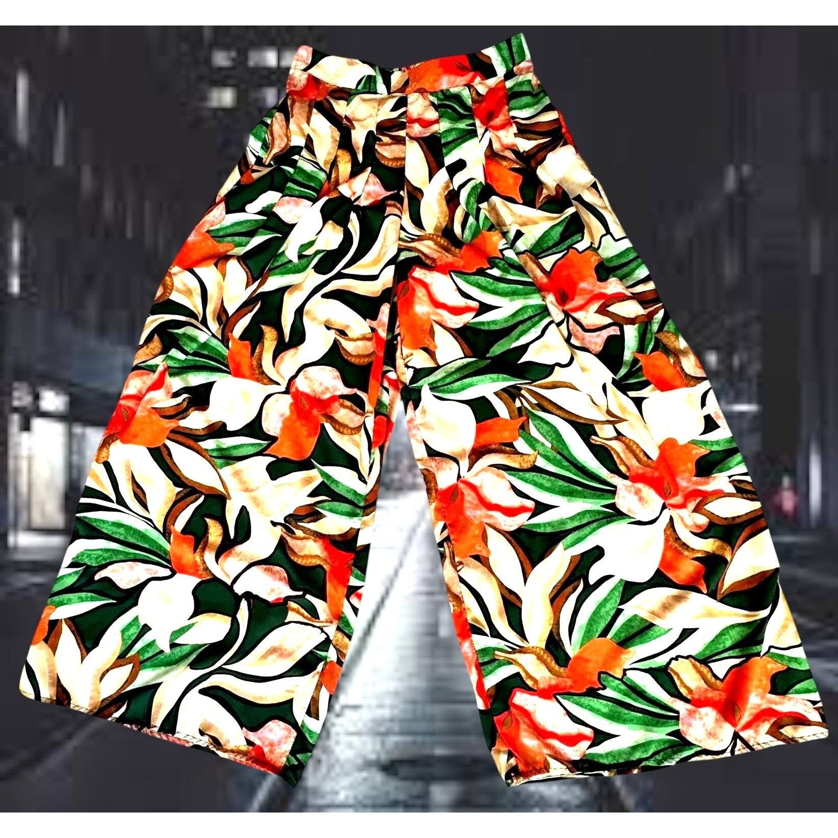 Other Moon Orchid Palazzo Pants Medium Abstract Festive High Waist Size 30" / US 8 / IT 44 - 4 Thumbnail
