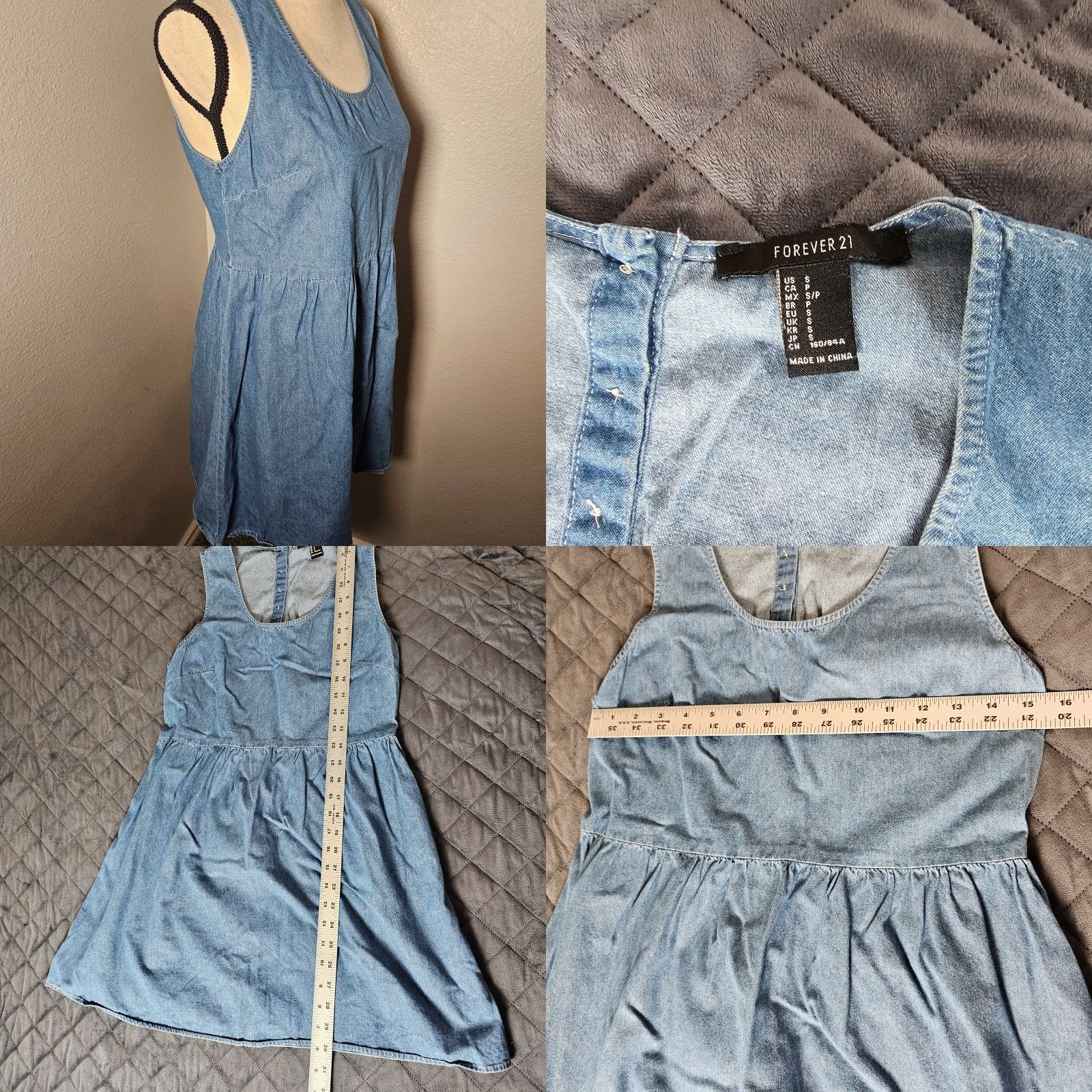 Forever 21 FOREVER 21 Women’s Dress Blue Denim Sleeveless Pockets Button Short Mini Bodycon Dress Size S / US 4 / IT 40 - 8 Thumbnail