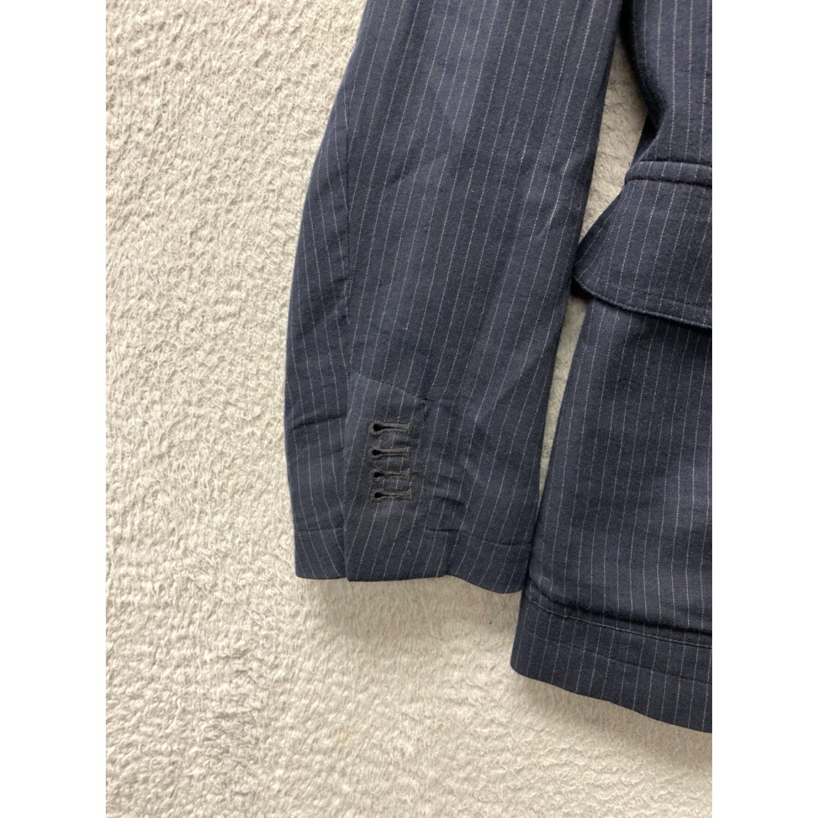 Banana Republic VINTAGE Banana Republic Blazer Jacket Men 42R Black Brown Striped Three-Button Front Four-Button Sleeve Notch Lapel Single-Vented 0462 Size 42R - 3 Thumbnail
