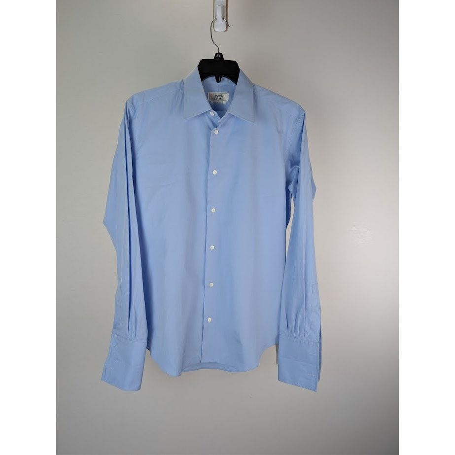 Hermes o1rshd1 CC20 Button Shirt in Blue Size US S / EU 44-46 / 1 - 1 Thumbnail