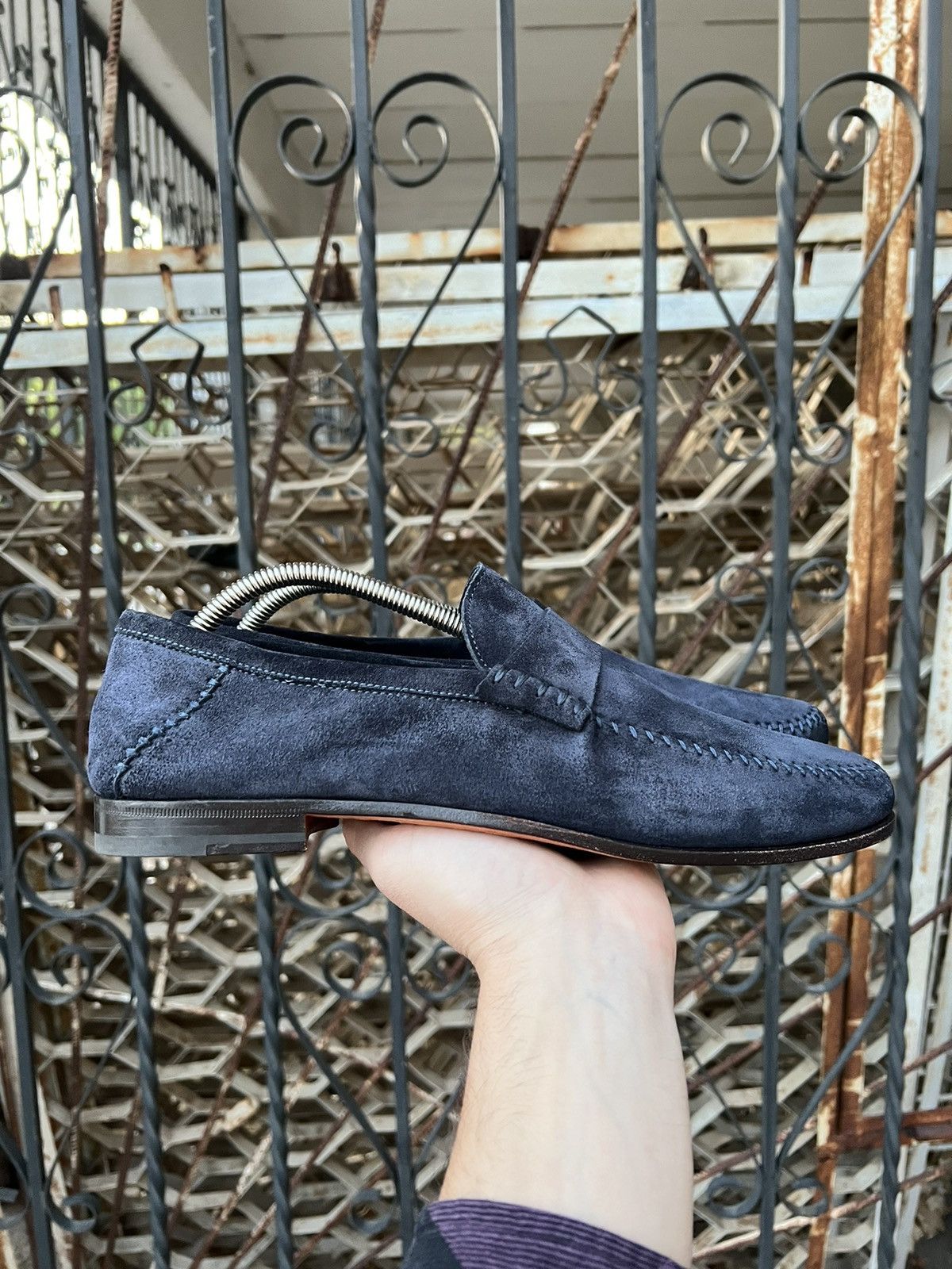 Santoni Santoni Men's Suede Loafers Blue Size US 8.5 / EU 41-42 - 5 Thumbnail