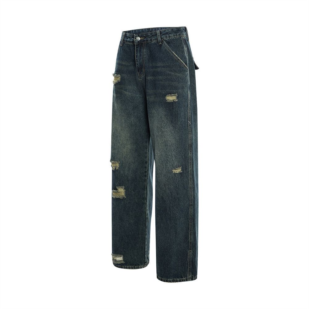 Japanese Brand × Jean Dark blue washed loose casual ripped cargo jeans Size US 32 / EU 48 - 2 Thumbnail
