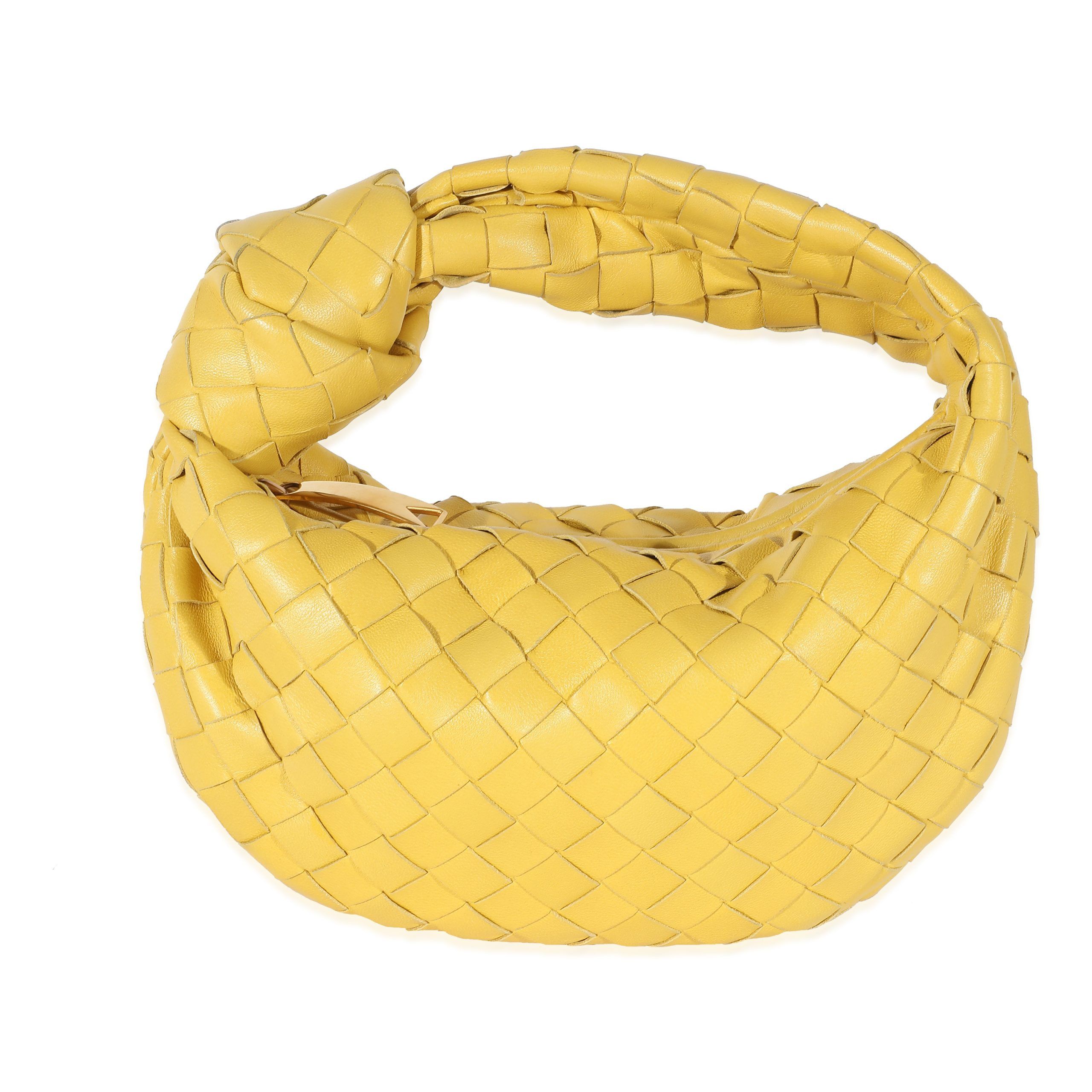 image of Bottega Veneta Buttercup Intrecciato Lambskin Mini Jodie in Yellow, Women's