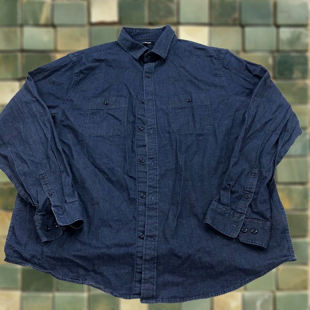 Express Express Blue Button Long Sleeve Shirt Mens 16/16.5 Cotton Casual Collar Shirt NS-1 Size US XL / EU 56 / 4 - 1 Thumbnail