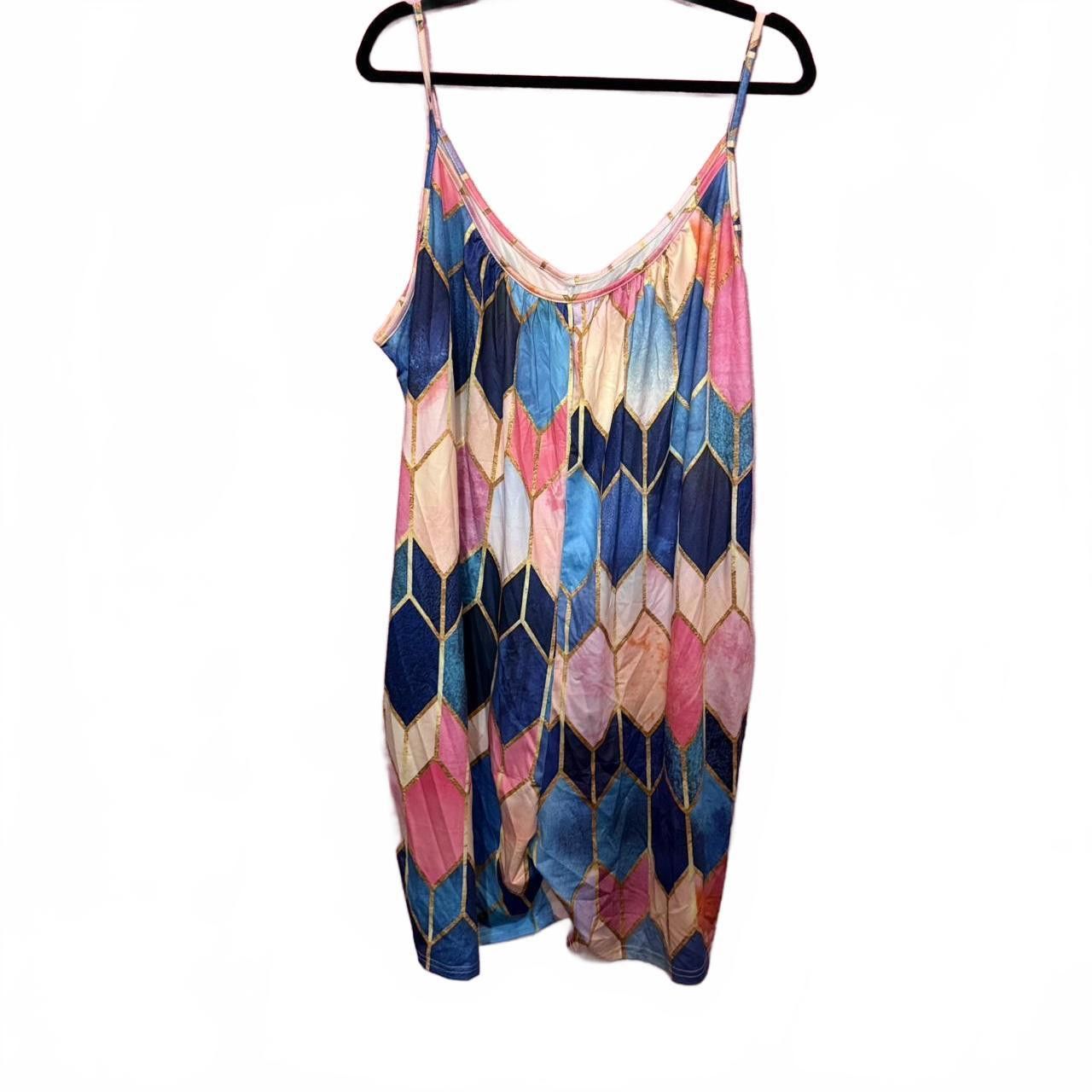 Designer Vibrant Geometric Print Romper Size 42" / US 20 - 2 Thumbnail