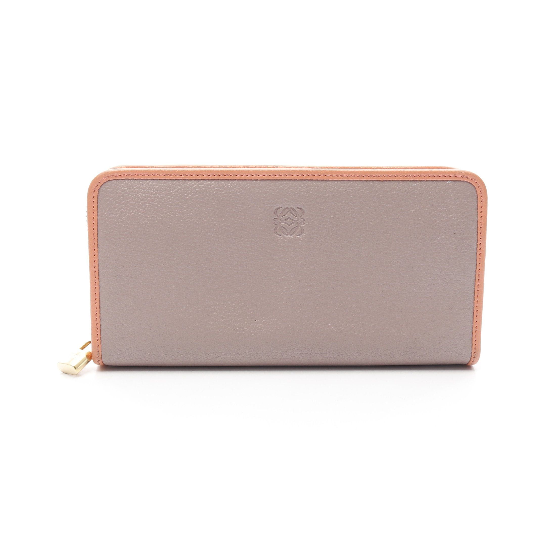 Loewe Loewe Anagram Round Zipper Long Wallet Leather Dusty Pink Coral Orange Size ONE SIZE - 1 Thumbnail