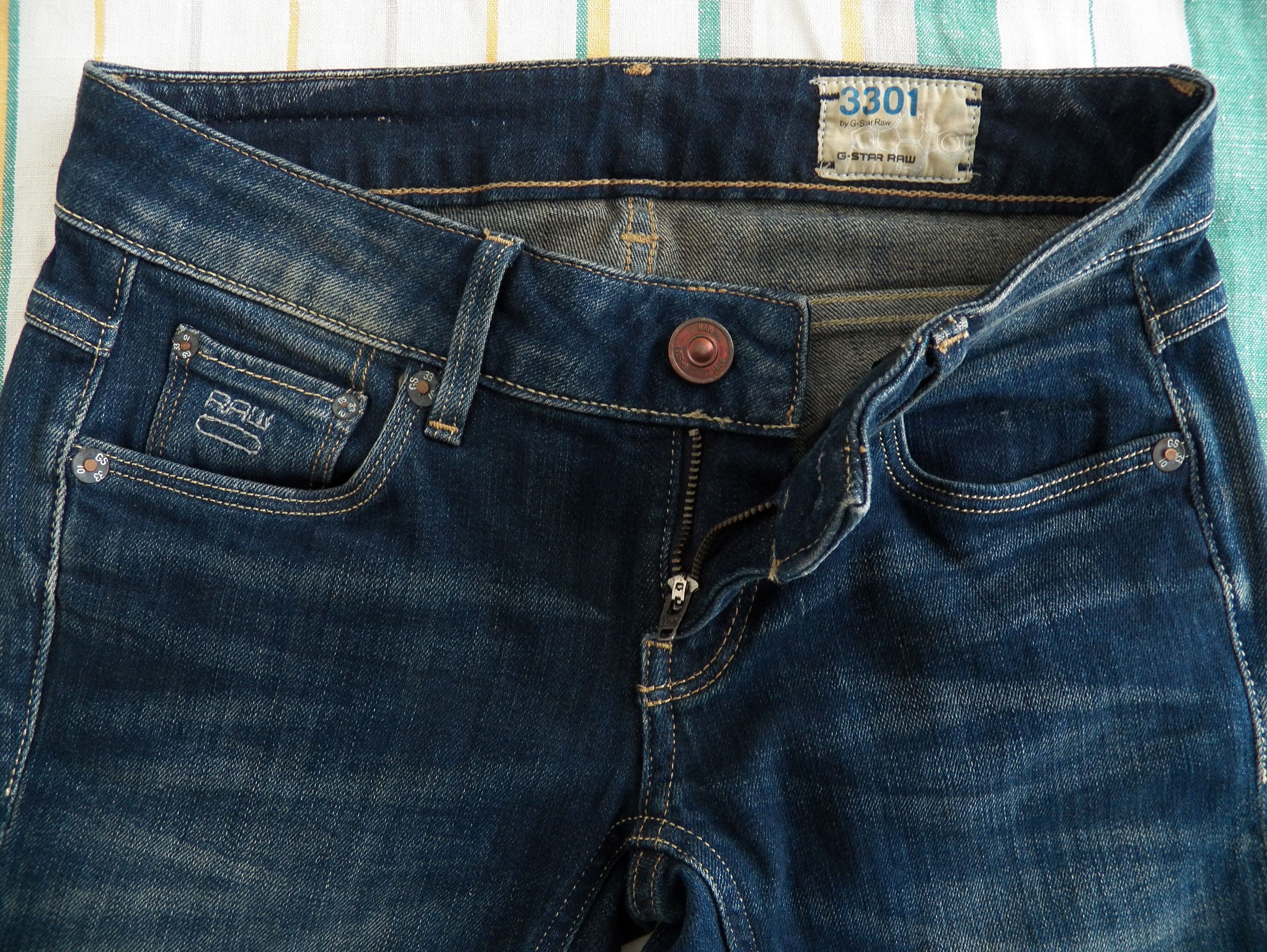 G-Star G-Star RAW 3301 Straight Wmn Jeans W24 L30 Blue Medium Aged Size 24" / US 00 / IT 34 - 2 Thumbnail