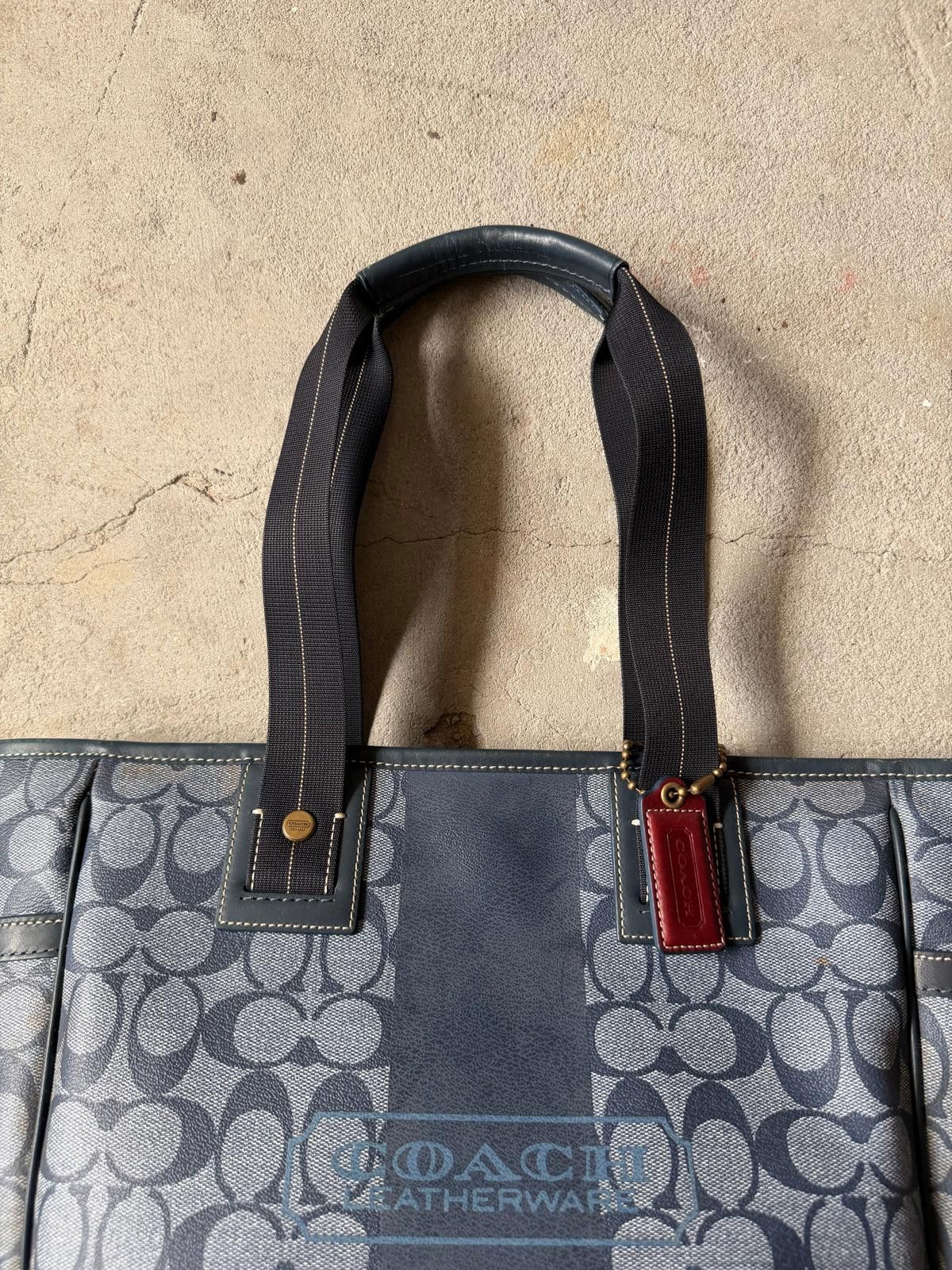 Coach Coach Signature Heritage Stripe Tote Bag Blue Size ONE SIZE - 4 Thumbnail
