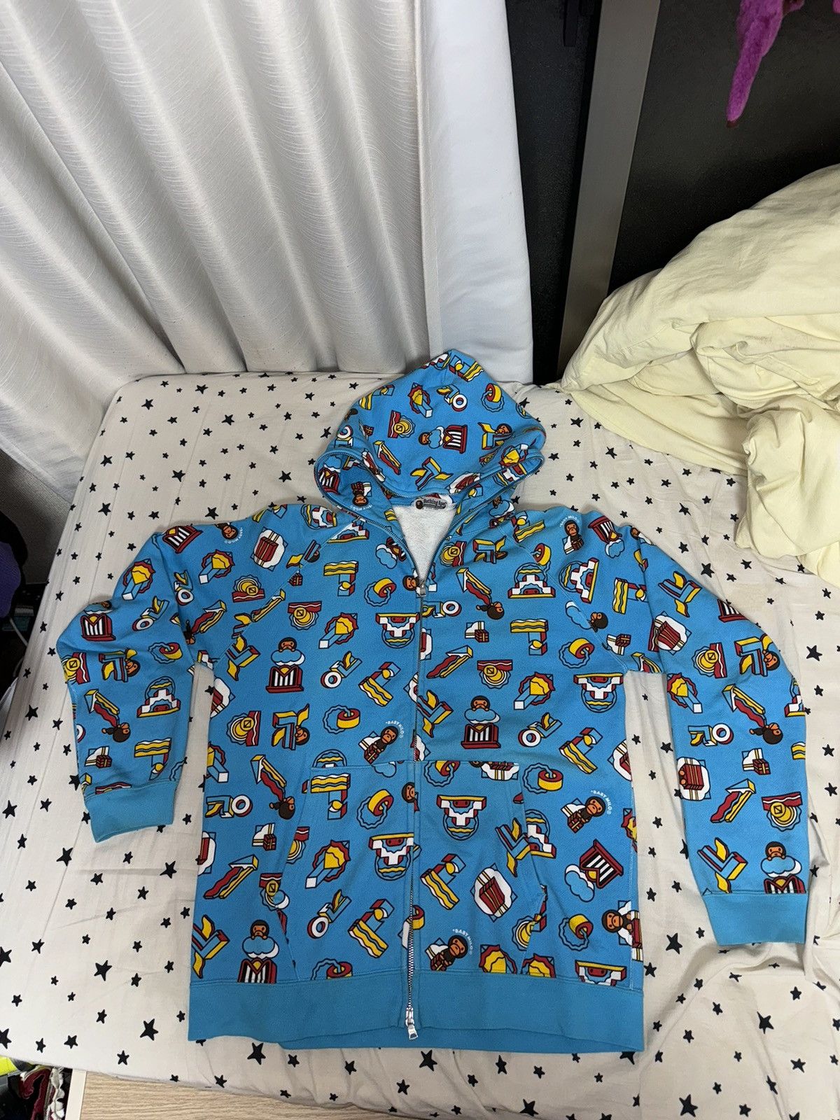 image of Bape Baby Milo Toys Full Zip Hoodie in Blue, Men's (Size Large)