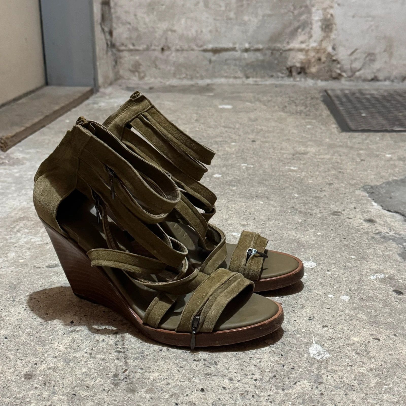 A.F. Vandevorts wedge multi zip sandals