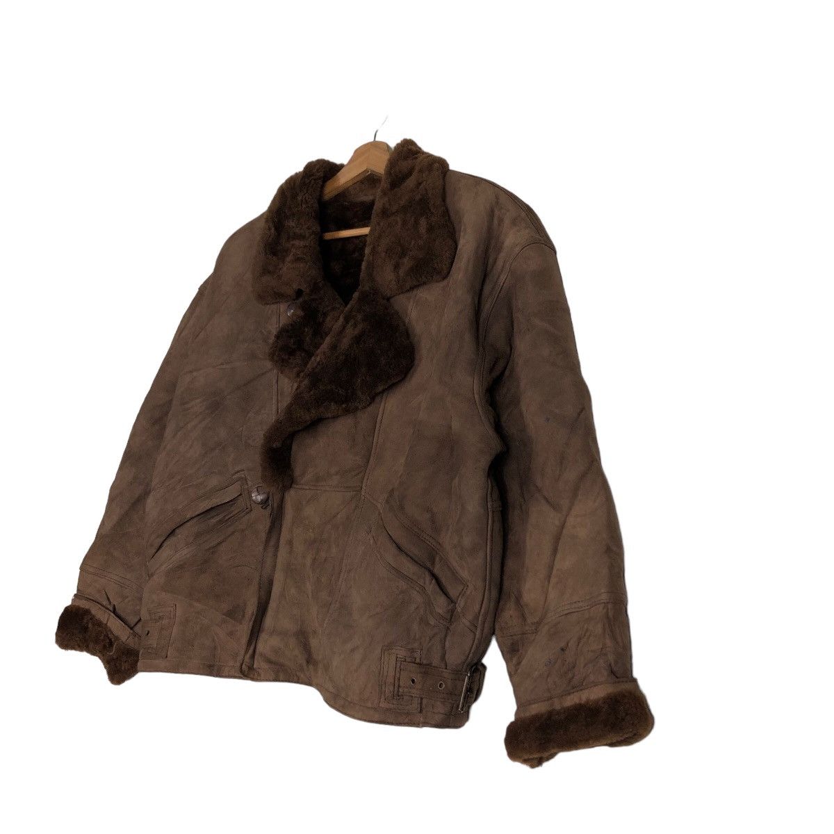 Vintage 🔥Vtg Genuine Suede Shearling Natural Peau Laine Bomber Size US M / EU 48-50 / 2 - 2 Thumbnail