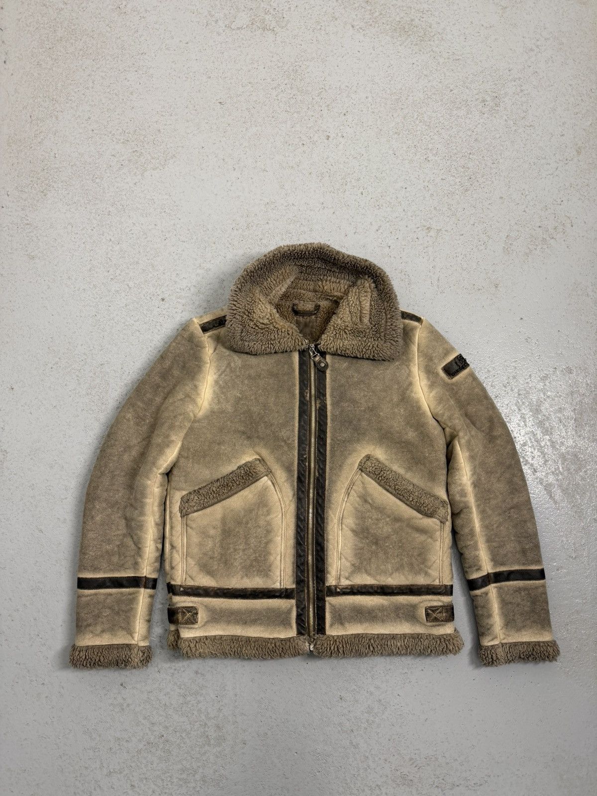 Diesel Vinatge 00s Diesel Lambskin Sherpa Long Neck Jacket Size L / US 10 / IT 46 - 1 Thumbnail