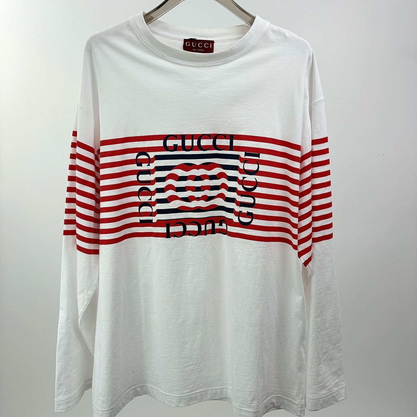 Gucci GUCCI Striped Logo Long Sleeve T-Shirt Size XXL Size US XXL / EU 58 / 5 - 1 Thumbnail