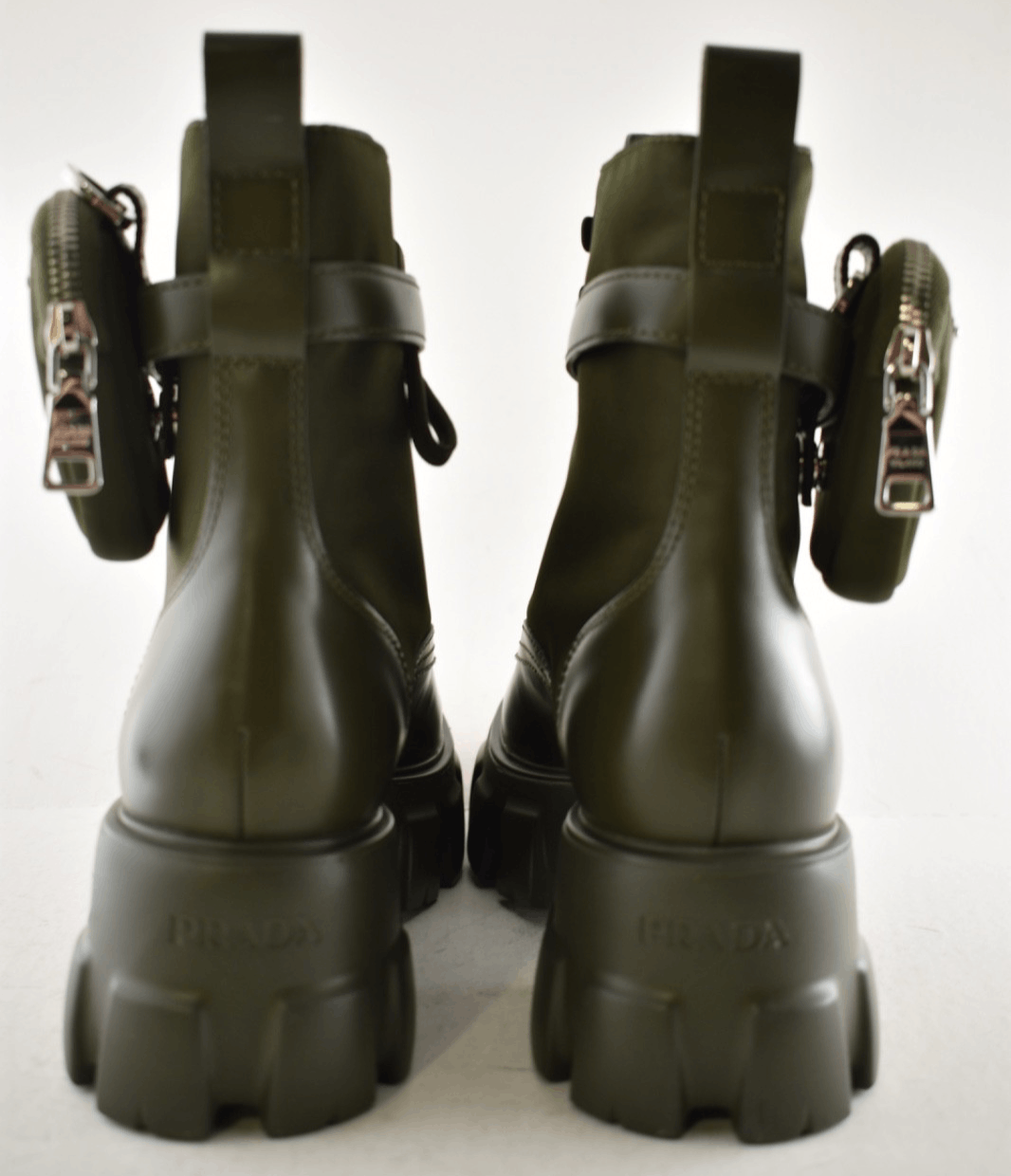 Prada Prada Monolith Leather Nylon Pouch Lug Sole Combat Boot 40 Size US 10 / IT 40 - 13 Thumbnail