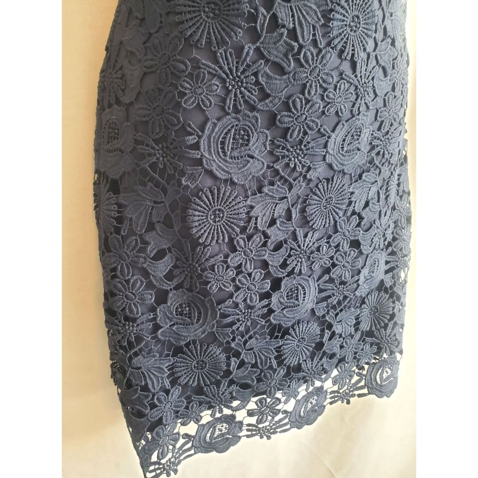 Lulus Lulus Womens Navy Blue Lace Halter Bodycon Dress S Small Sleeveless Zip Short Mini Party Wedding Size S / US 4 / IT 40 - 3 Thumbnail