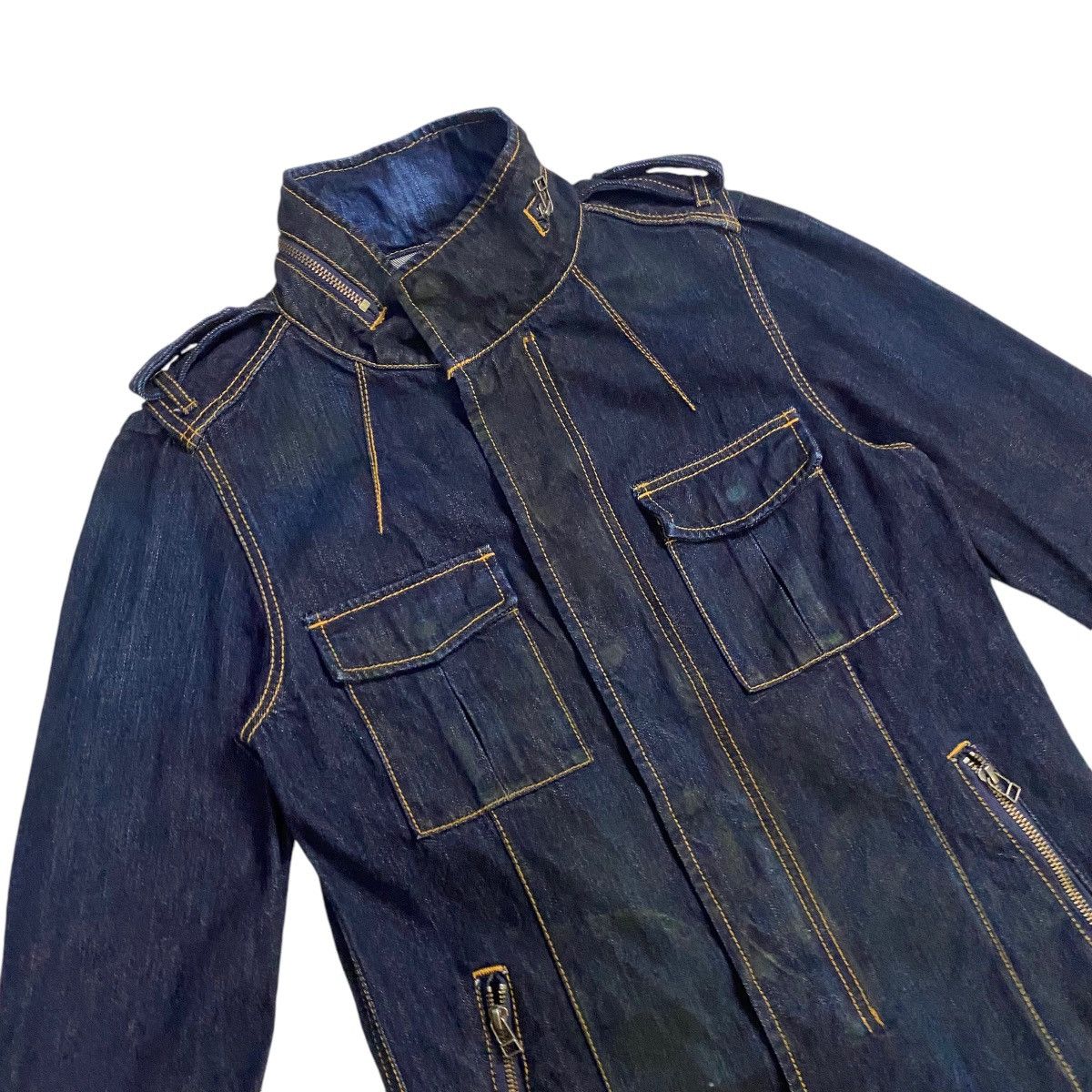 Japanese Brand Denim Bush Jacket Indigo Blue Size US S / EU 44-46 / 1 - 9 Thumbnail