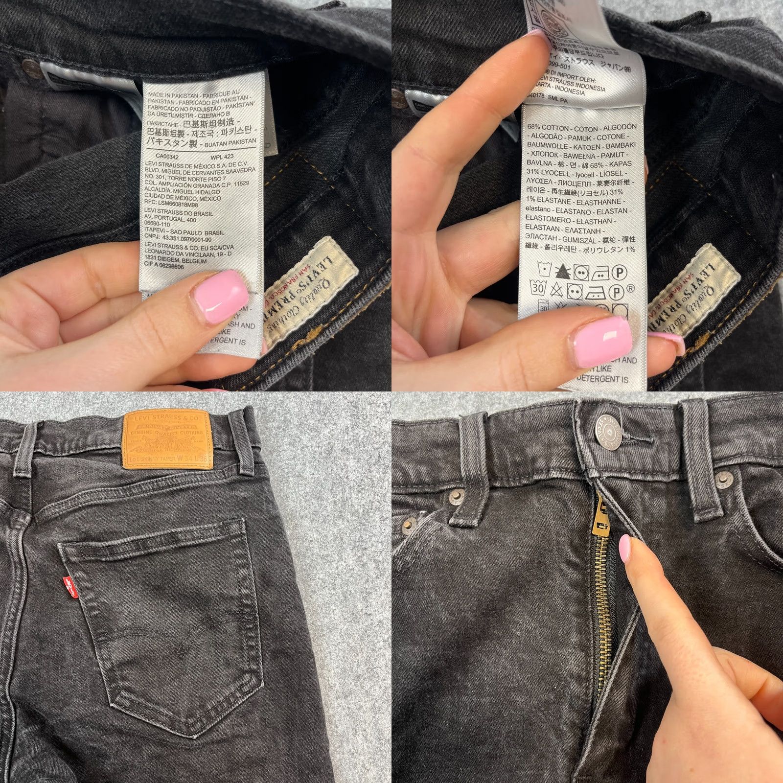 Levi's Levi's Jeans Slim Skinny 34 Dark Wash Black Faded Stretch Premium Big E Mens Regular 34in 5-Pocket Denim Cotton Lyocell Elastan Size US 34 / EU 50 - 8 Thumbnail