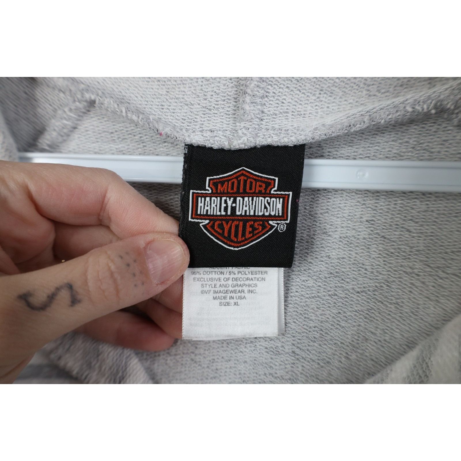 Harley Davidson Vintage Y2K Harley Davidson Striped French Terry Hoodie Size XL / US 12-14 / IT 48-50 - 9 Thumbnail