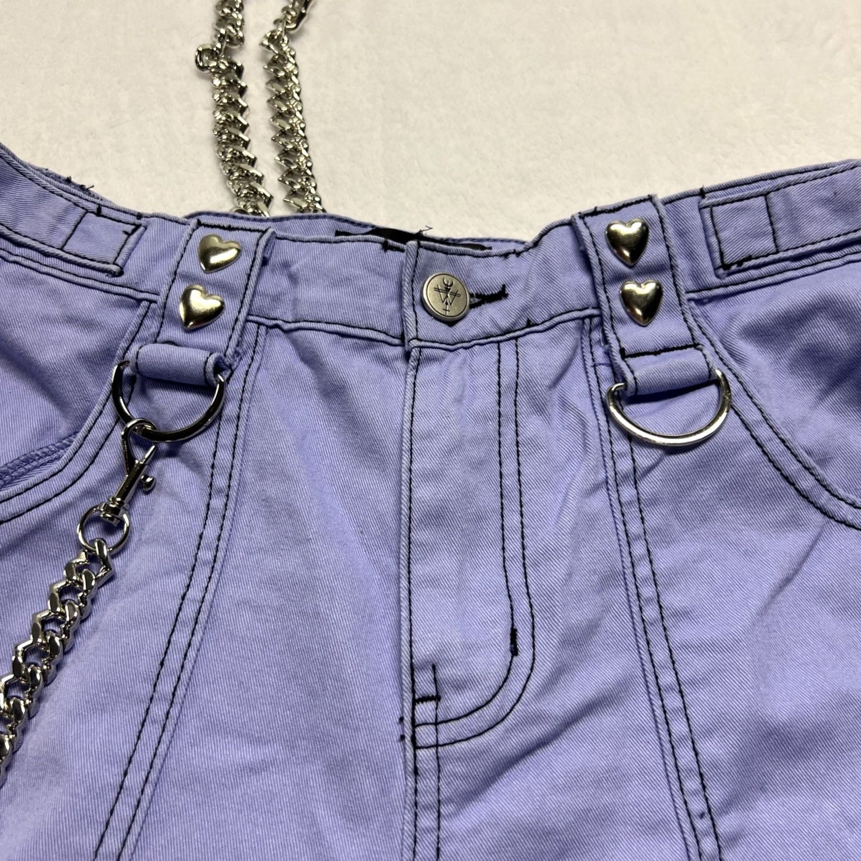 Vintage VINTAGE Widow Lavender Studded Wide Leg Pants Goth Y2K Rave Chain Size XS Size 26" / US 2 / IT 38 - 5 Thumbnail