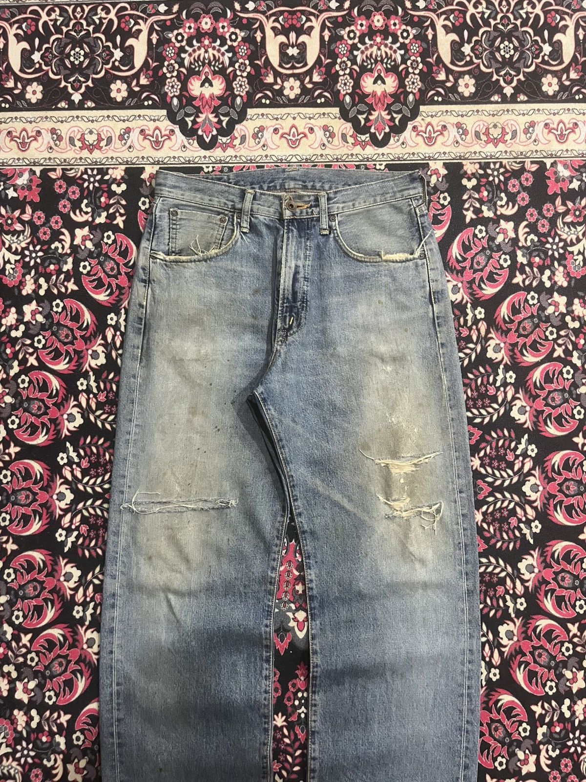 Kapital Vintage Edwin 505 Blue Wash Paint Splatter Rip Selvedge Jean Size US 30 / EU 46 - 3 Thumbnail