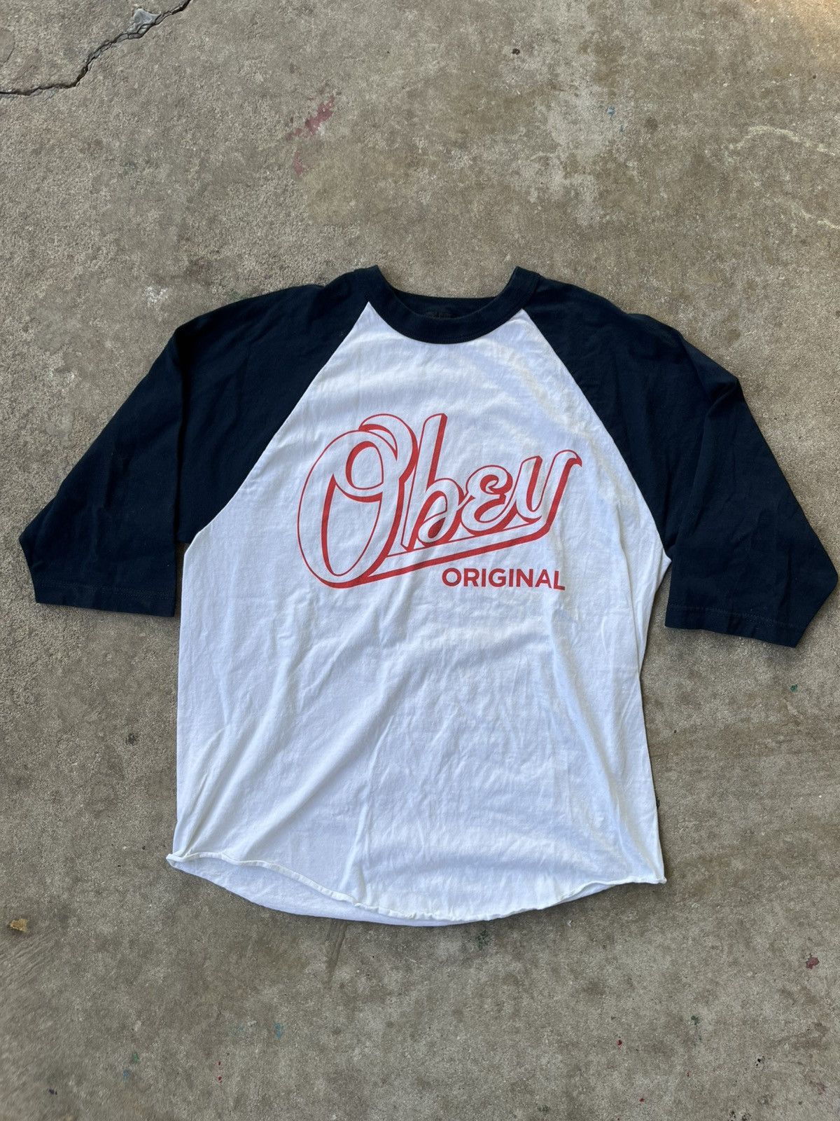 Obey Cursive Obey Raglan 1/2 Sleeve Tee Size US L / EU 52-54 / 3 - 1 Thumbnail