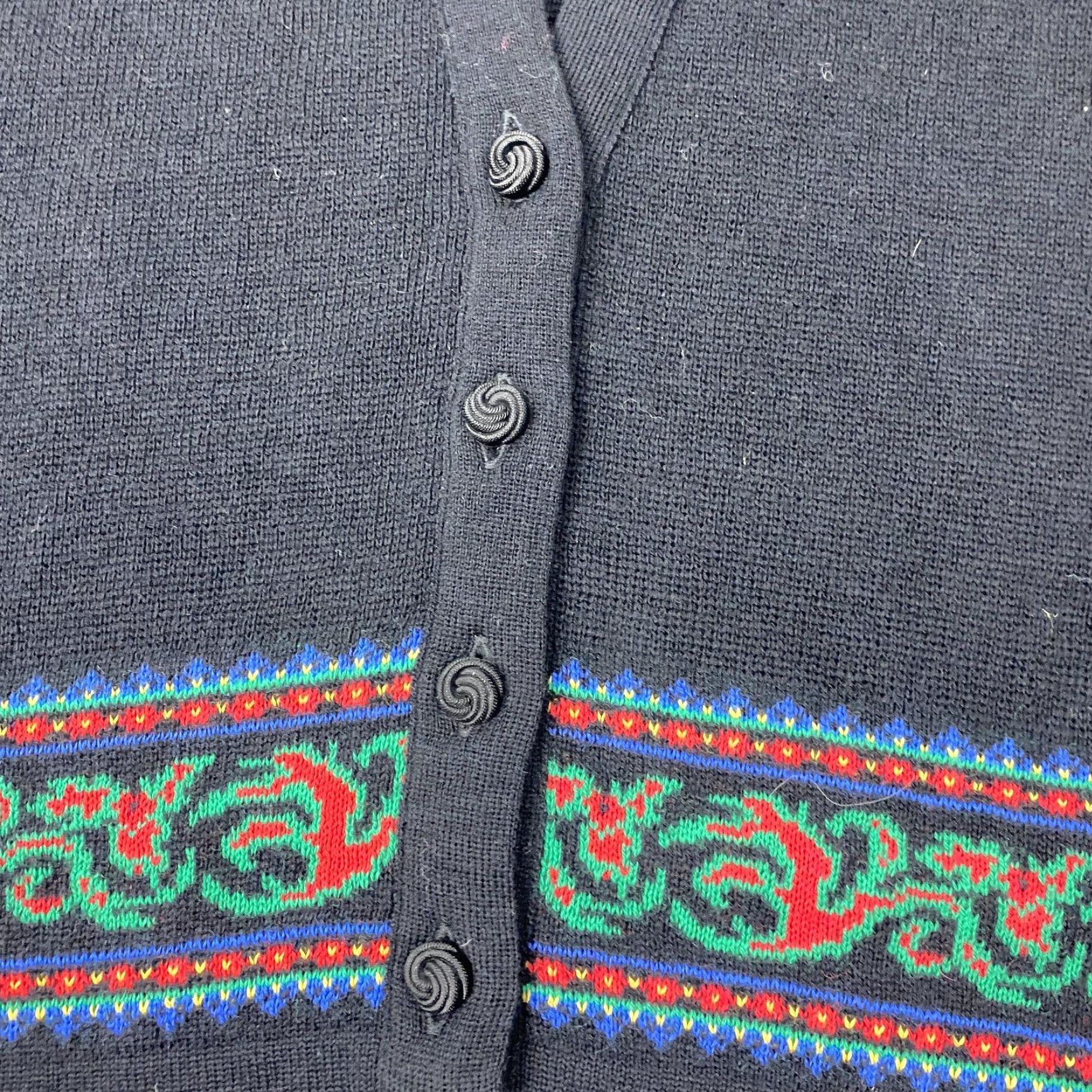 Pendleton VINTAGE Pendleton Cardigan Shirt Womens Large Black Wool Fair Isle 60s 70s Ladies Cardigan Shirt Size L / US 10 / IT 46 - 5 Thumbnail