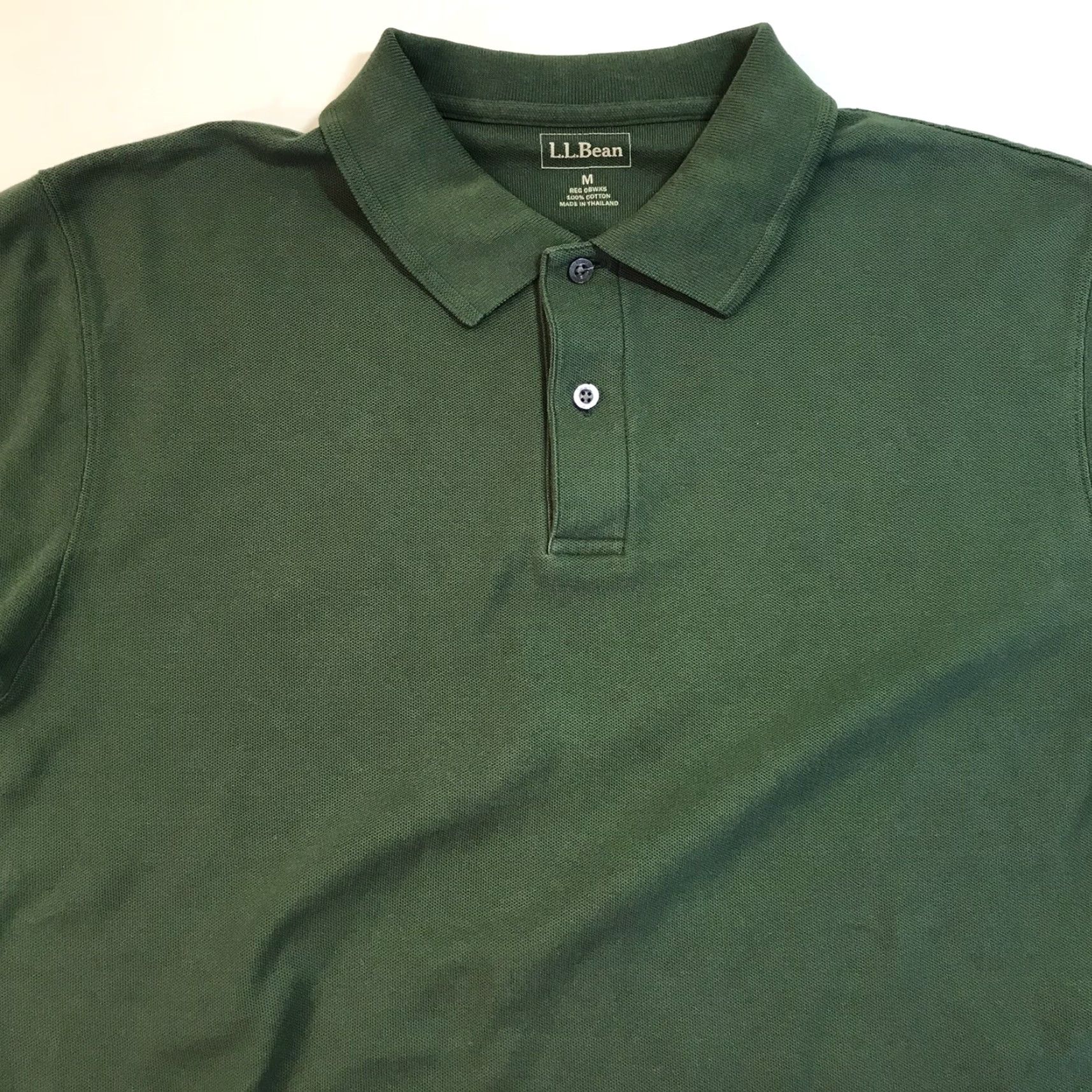 Vintage LL Bean Polo Shirt Golf Short Sleeve Olive Green M Mens 100% Cotton Traditional Fit Shirt Polo Golf Preppy N/A Size 40R - 2 Thumbnail