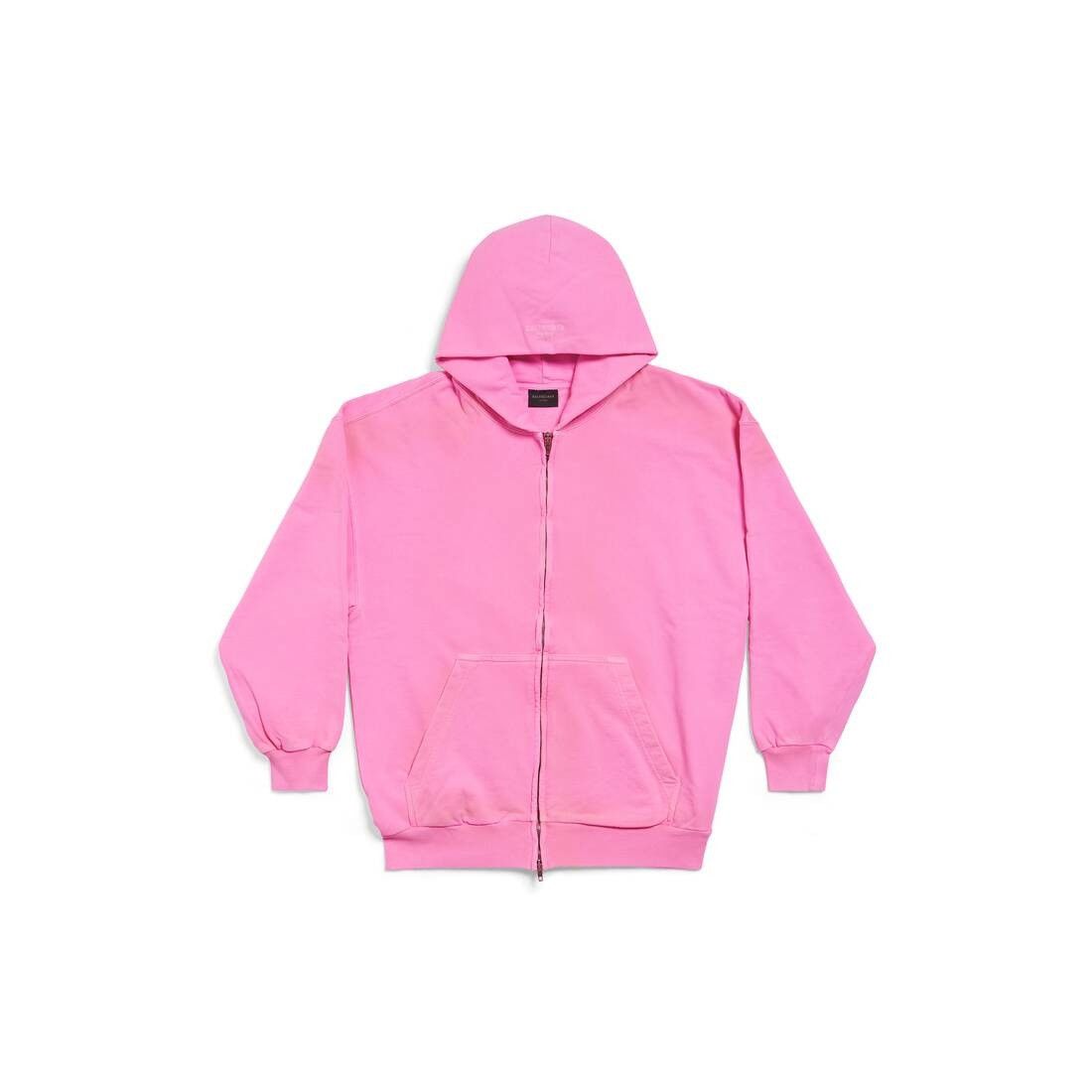 Balenciaga o1la1rc1a0425 Paris Zip-up Hoodie Small Fit in Fluo Pink Size S / US 4 / IT 40 - 1 Thumbnail